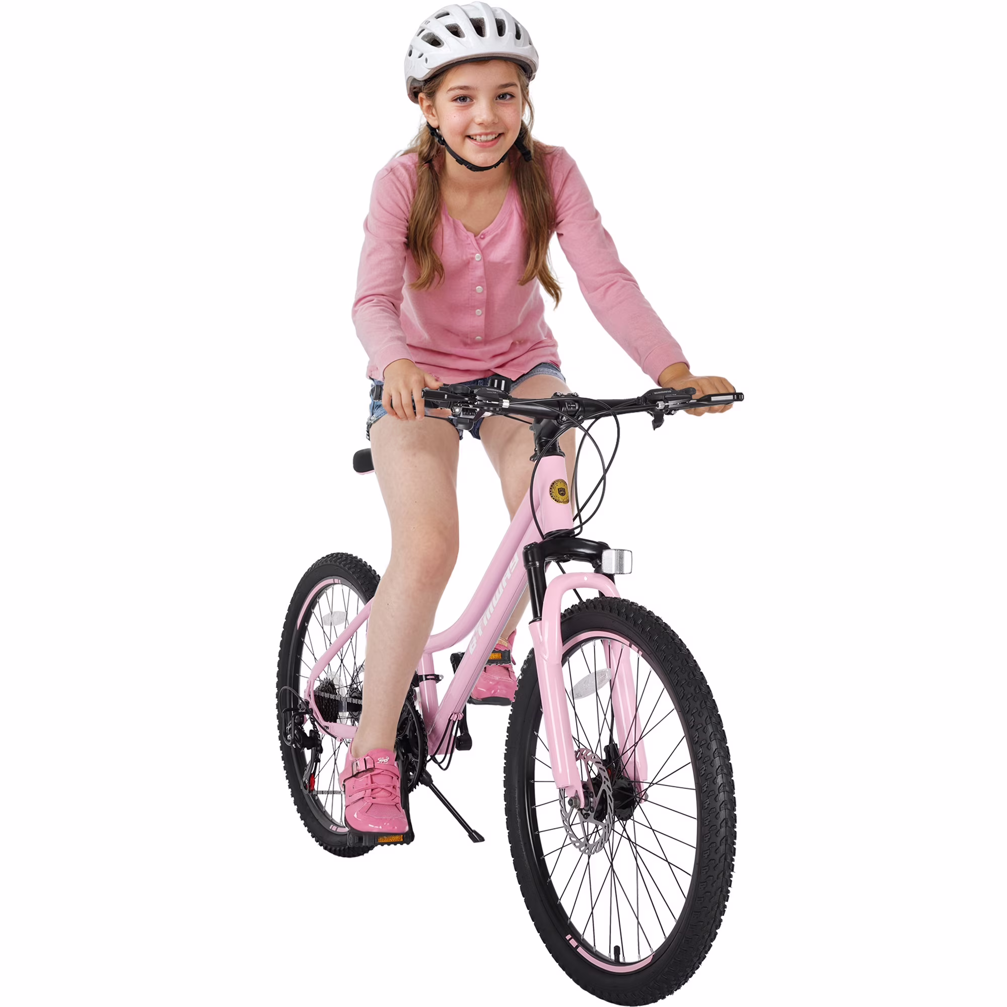 iRerts 24 Inch Mountain Bike, Shimano 21 Speed Mens Mountain Bike, Gear MTB Mens Bicycle with Dual Disc Brakes and Front Suspension, Pink