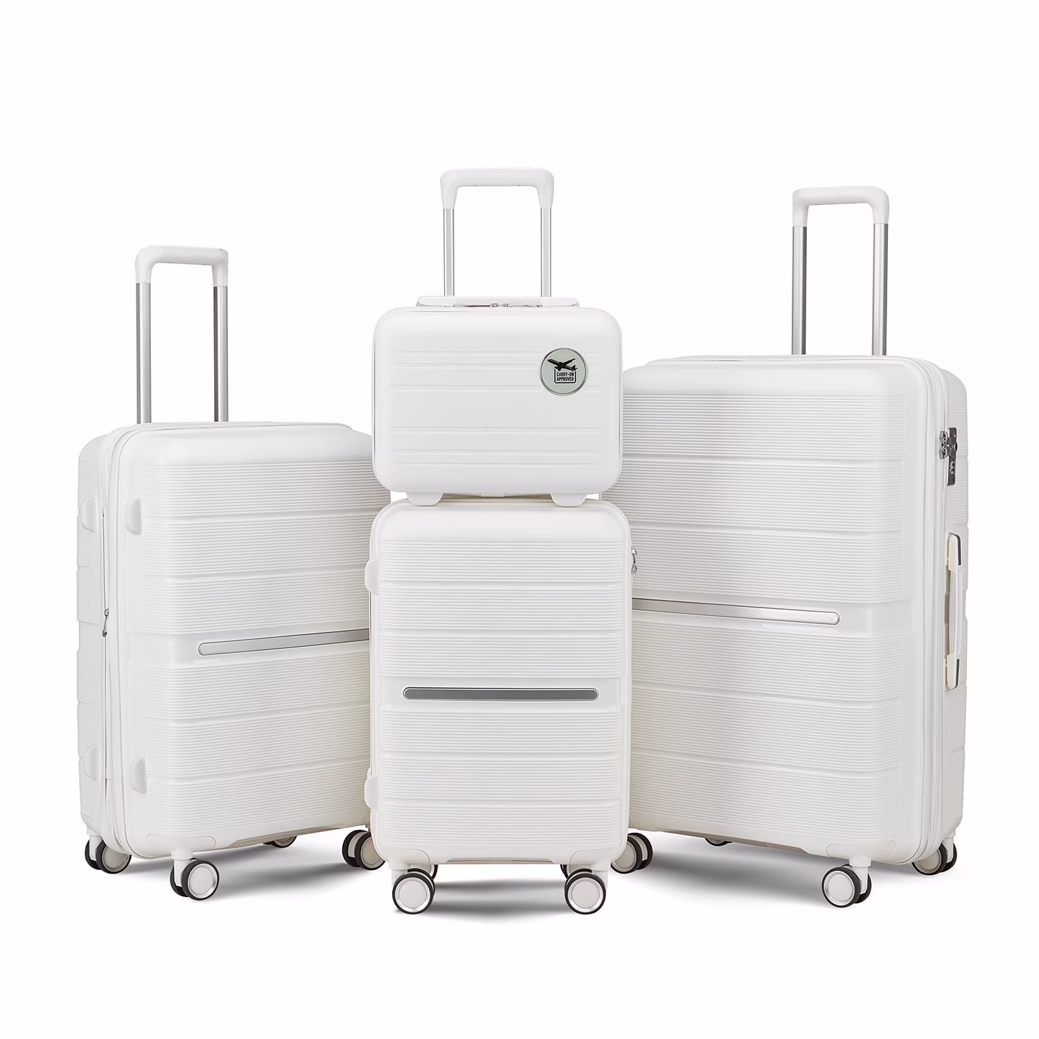 4 Piece Luggage Set, Expandable Lightweight Suitcase Set, PP Materials Travel Luggage with TSA Lock Spinner Wheels, White (14/20/24/28)(White)