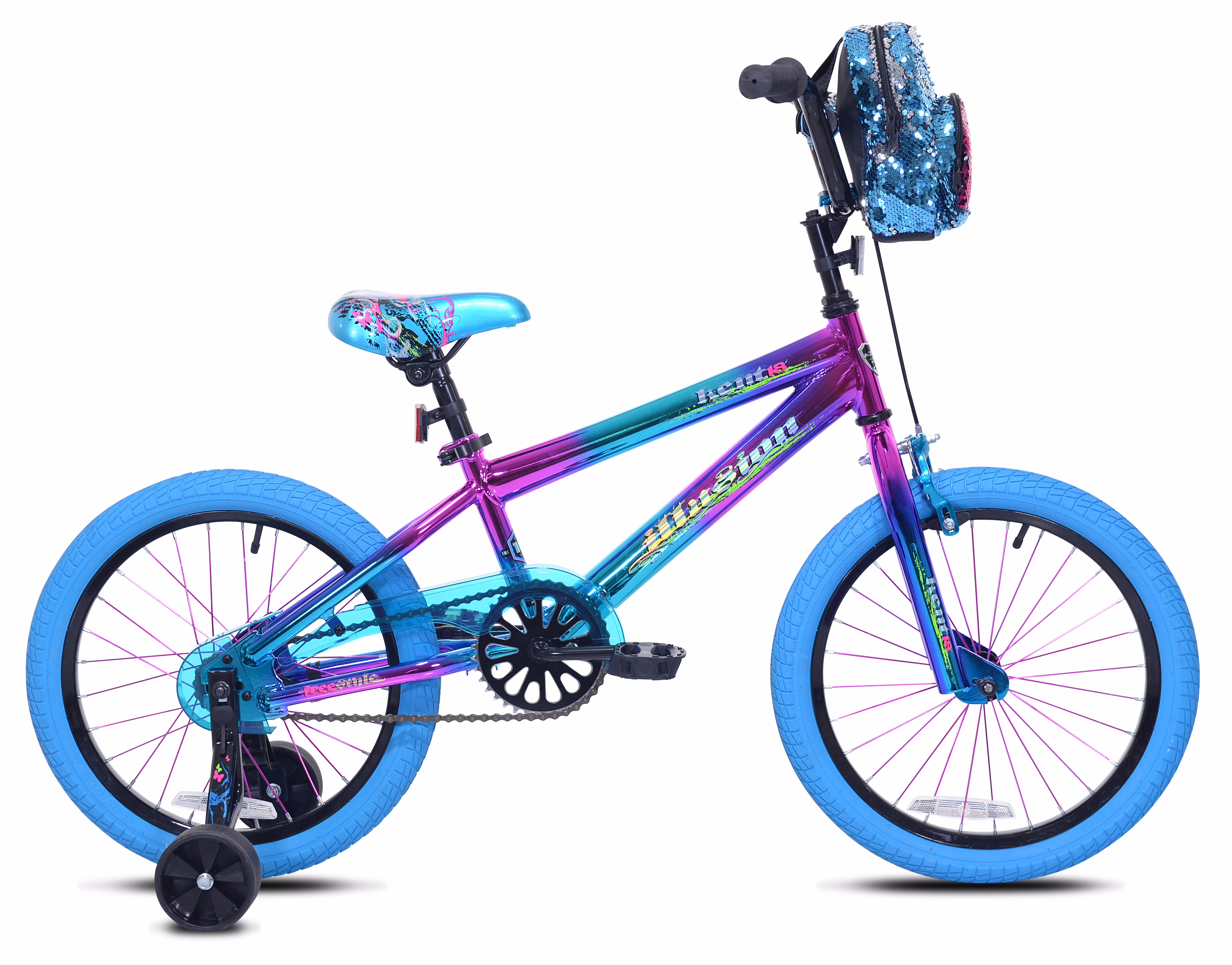 18" Illusion Child Bicycle, 18" Wheels, Child Ages 6-12 Years, Blue/Purple