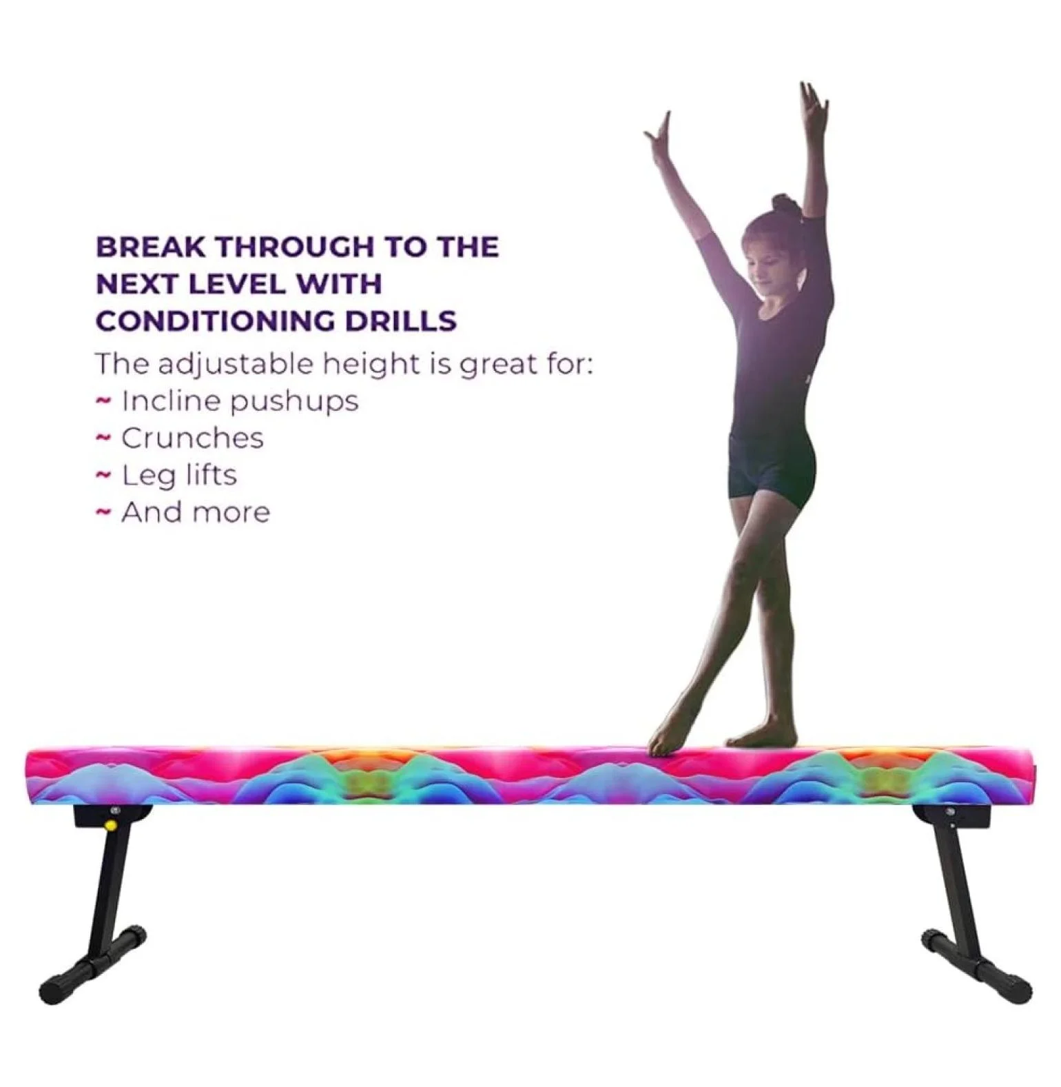 8FT AdjustableFoldable Gymnastics Balance Beam,Home Gym Equipment,Easy Assembling and Storage,No Tool Require,for Kids Children Girls Training(Select Size/CANDY PINK) - Image 6