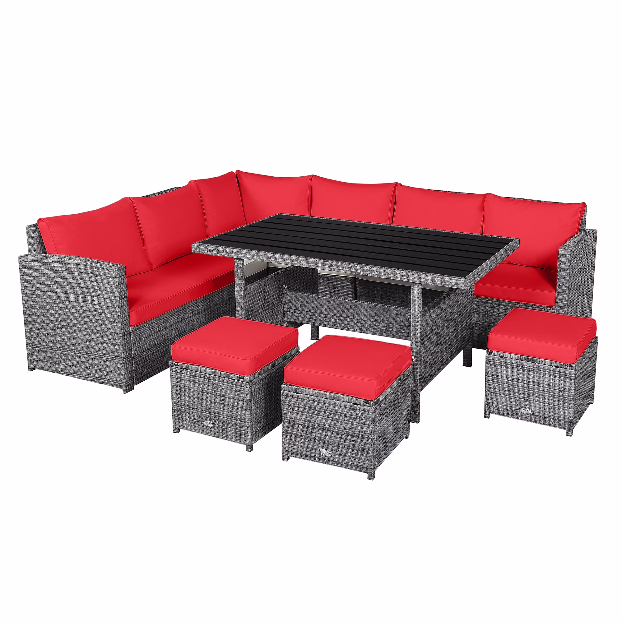 7-piece Outdoor Rattan Patio Furniture Set Black(Black) - Image 9
