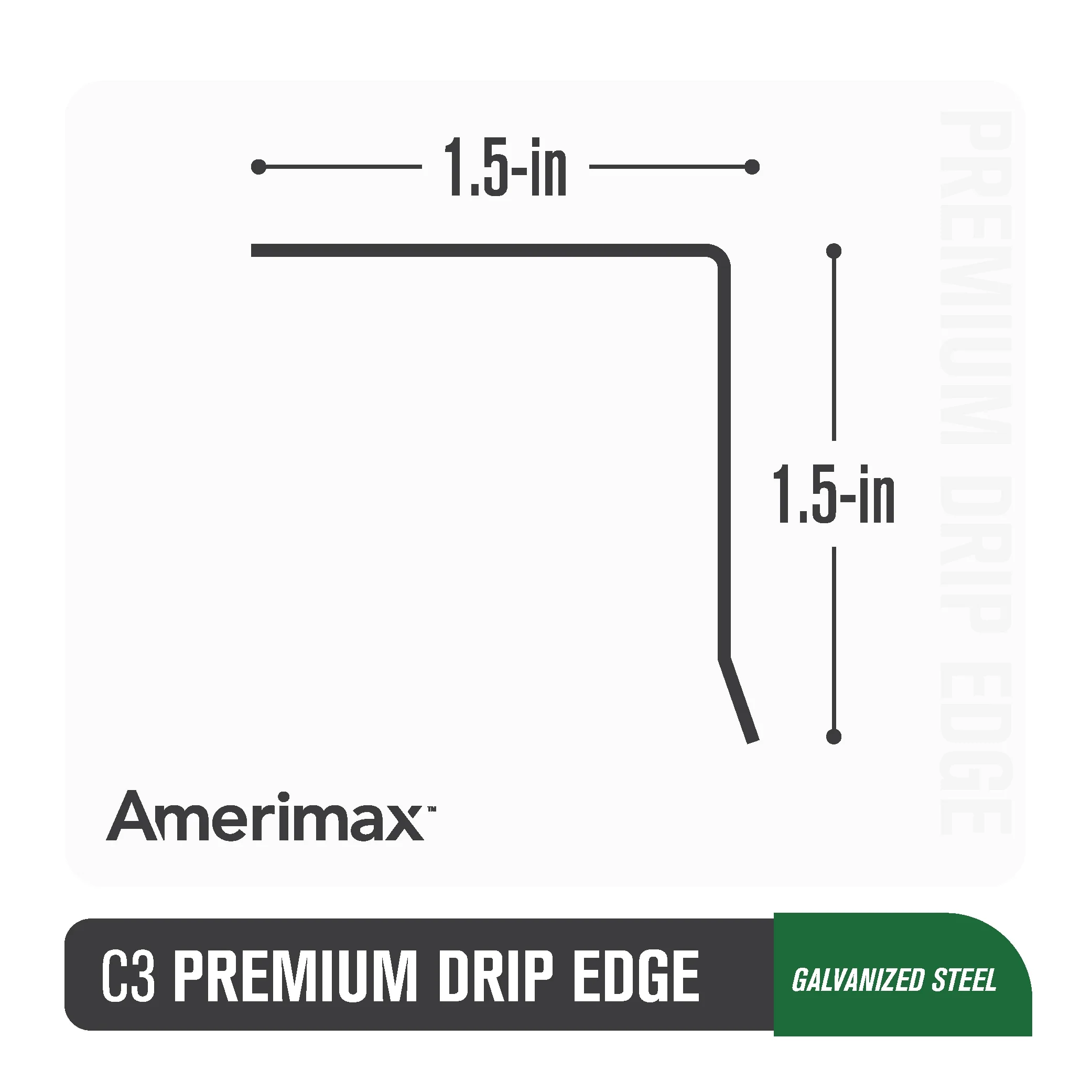 Amerimax C3 White Galvanized Steel Drip Edge Flashing, 28 Gauge, 1.5 in. x 1.5 in. x 10 ft.