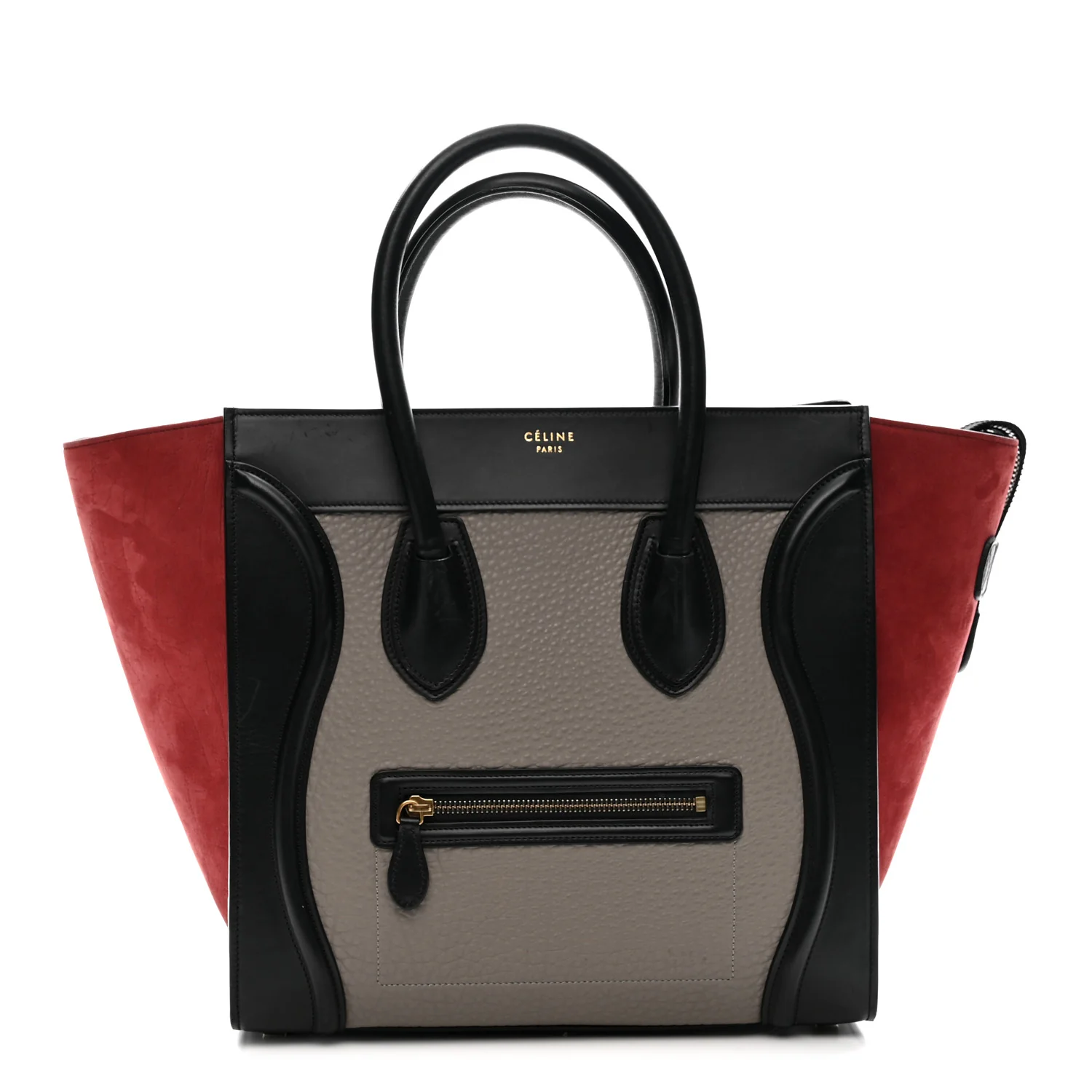 Bullhide Calfskin Suede Mini Tri-Color Luggage Dark Ruby