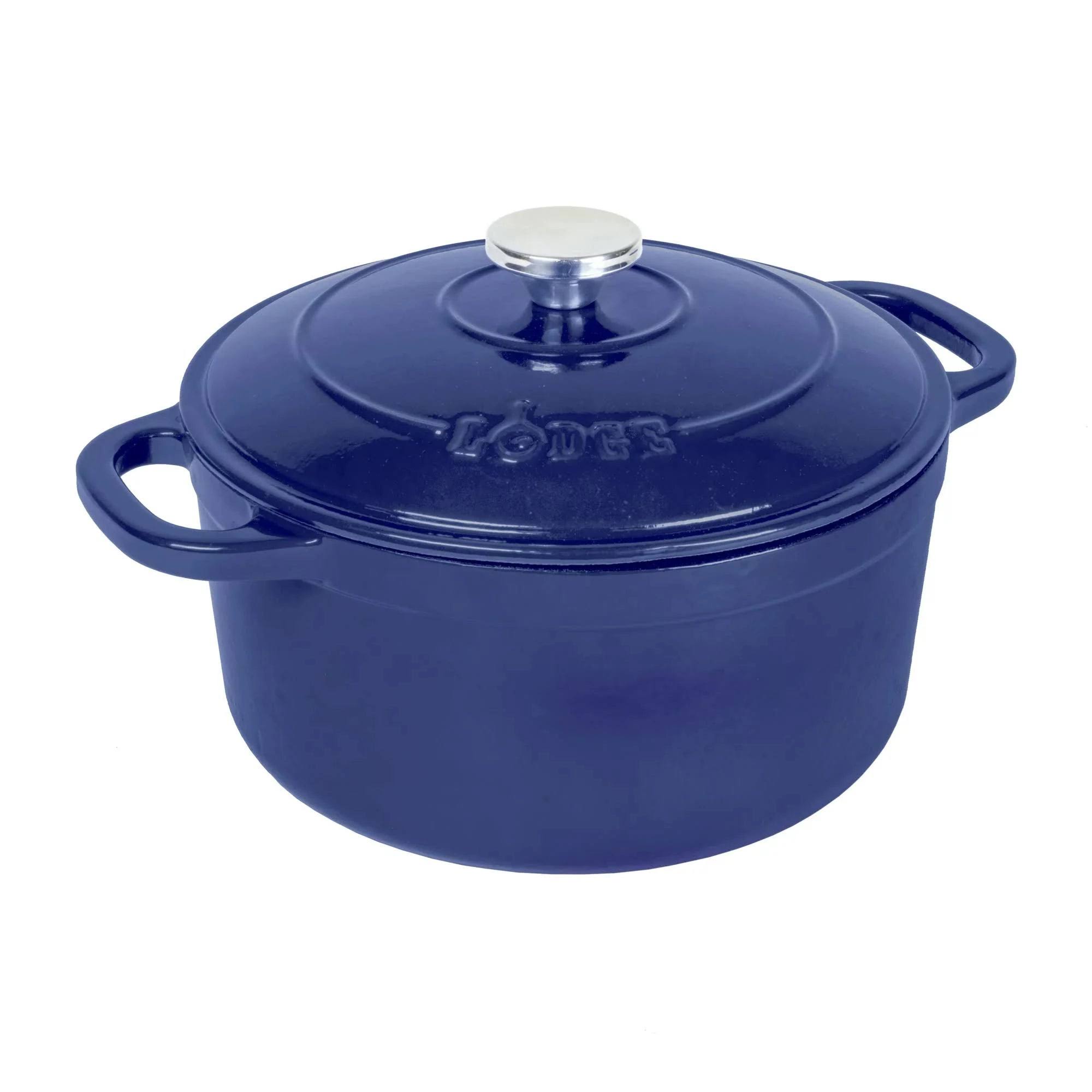 Lodge Enameled Cast Iron Dutch Oven, Blue, 5.5 qt