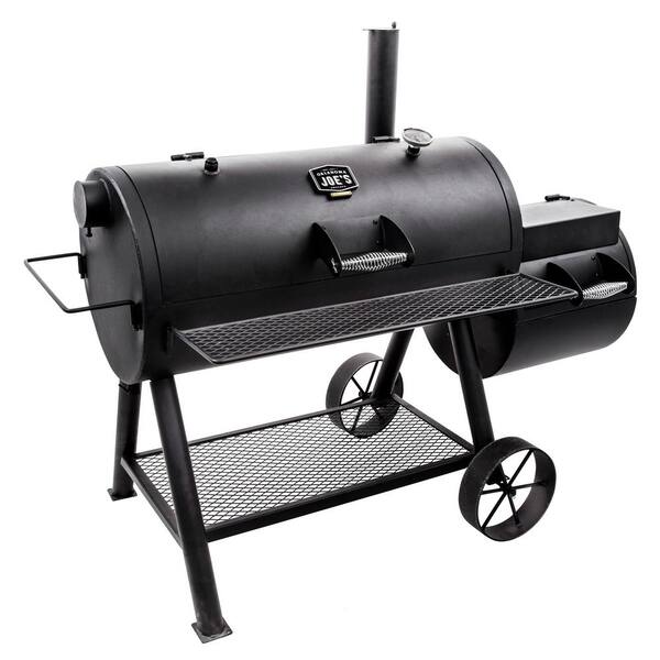 Longhorn Reverse Flow Offset Charcoal Smoker Grill in Black with 1,060 sq in Cooking Space Image 7