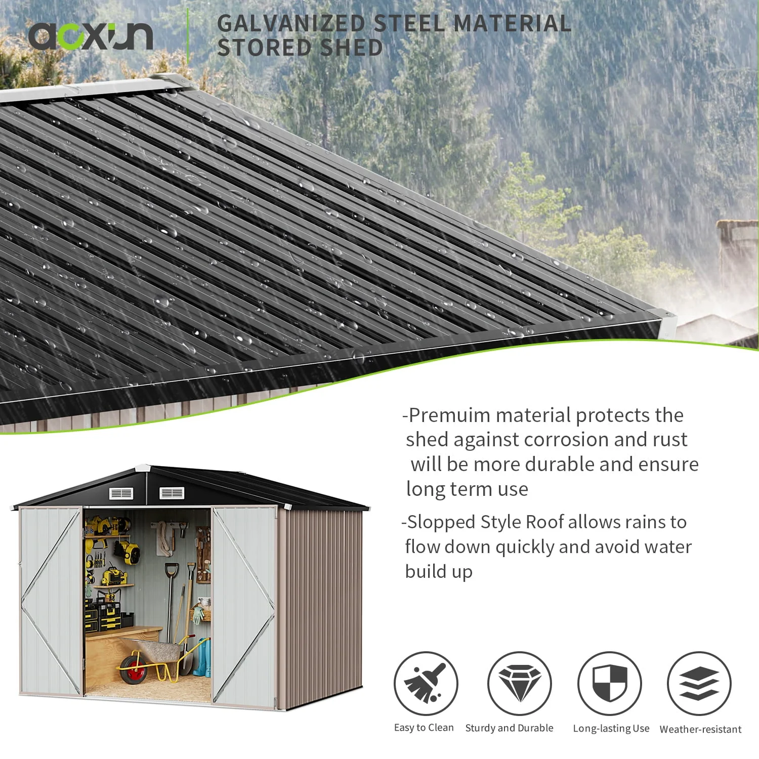 6 x 4 ft Outdoor Metal Storage Shed with Lock for Backyard, Garden(5 x 3) Image 3