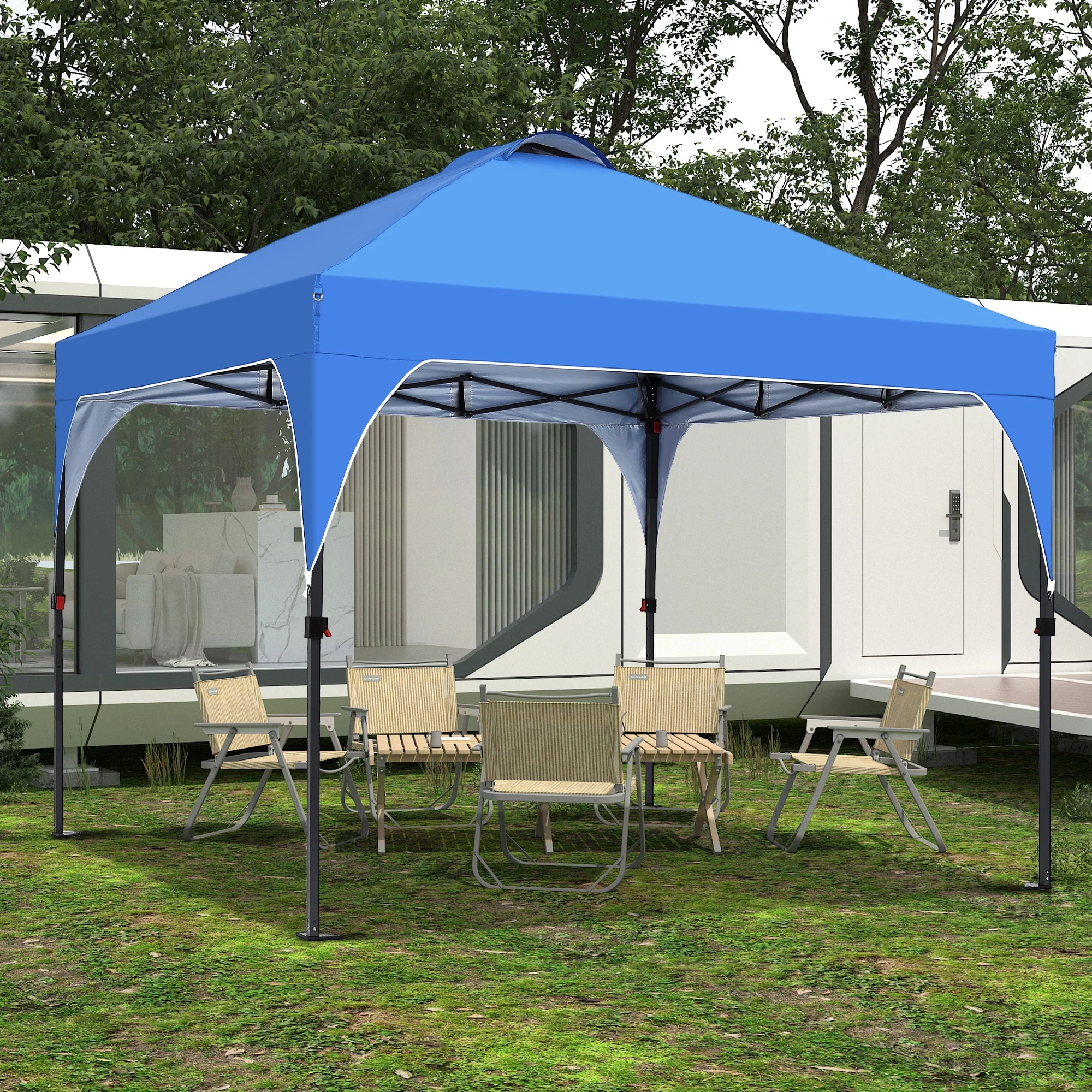 8'x8' Pop Up Canopy Tent, Easy-Setup Gazebo, Outdoor Canopy with 3 Adjustable Heights for Events, Parties, Camping, Blue(8 x 8/Blue) - Image 9