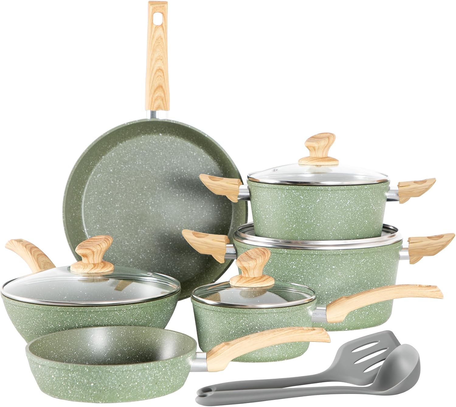 Kitchen Academy Pots and Pans Set Non Stick, 12pcs Induction Cookware