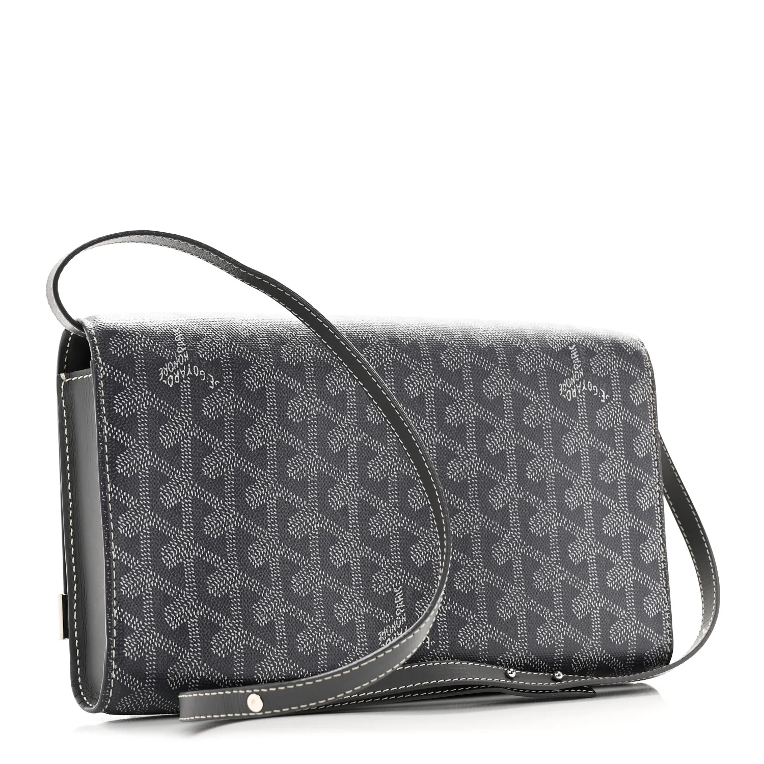 Goyardine Monte Carlo Bois Clutch With Strap Gray