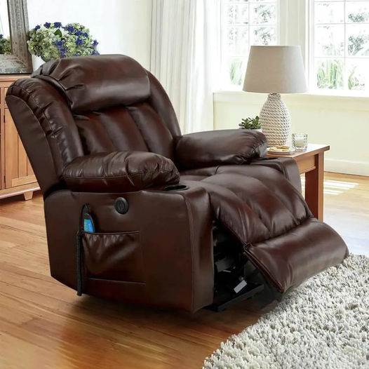 Liquidation MCombo Grand Fauteuil Releveur Électrique à Double Moteur avec Massage et Chauffage, Ports USB, Porte-gobelets, Repose-pieds Extensible !