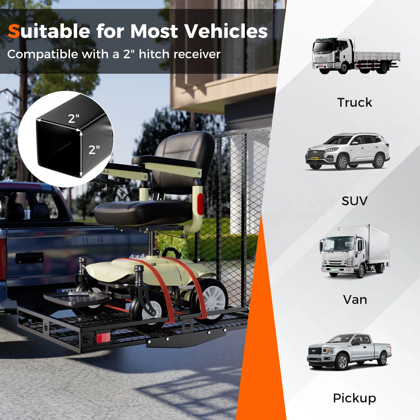 Costway 500 lb Strong Wheelchair Hitch Carrier Mobility Electric Scooter Loading Ramp