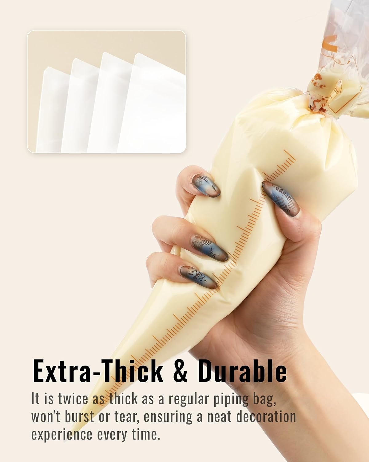Bake Choice 16 Inch Large Piping Bags, 100 Thickened Disposable Pastry Bags