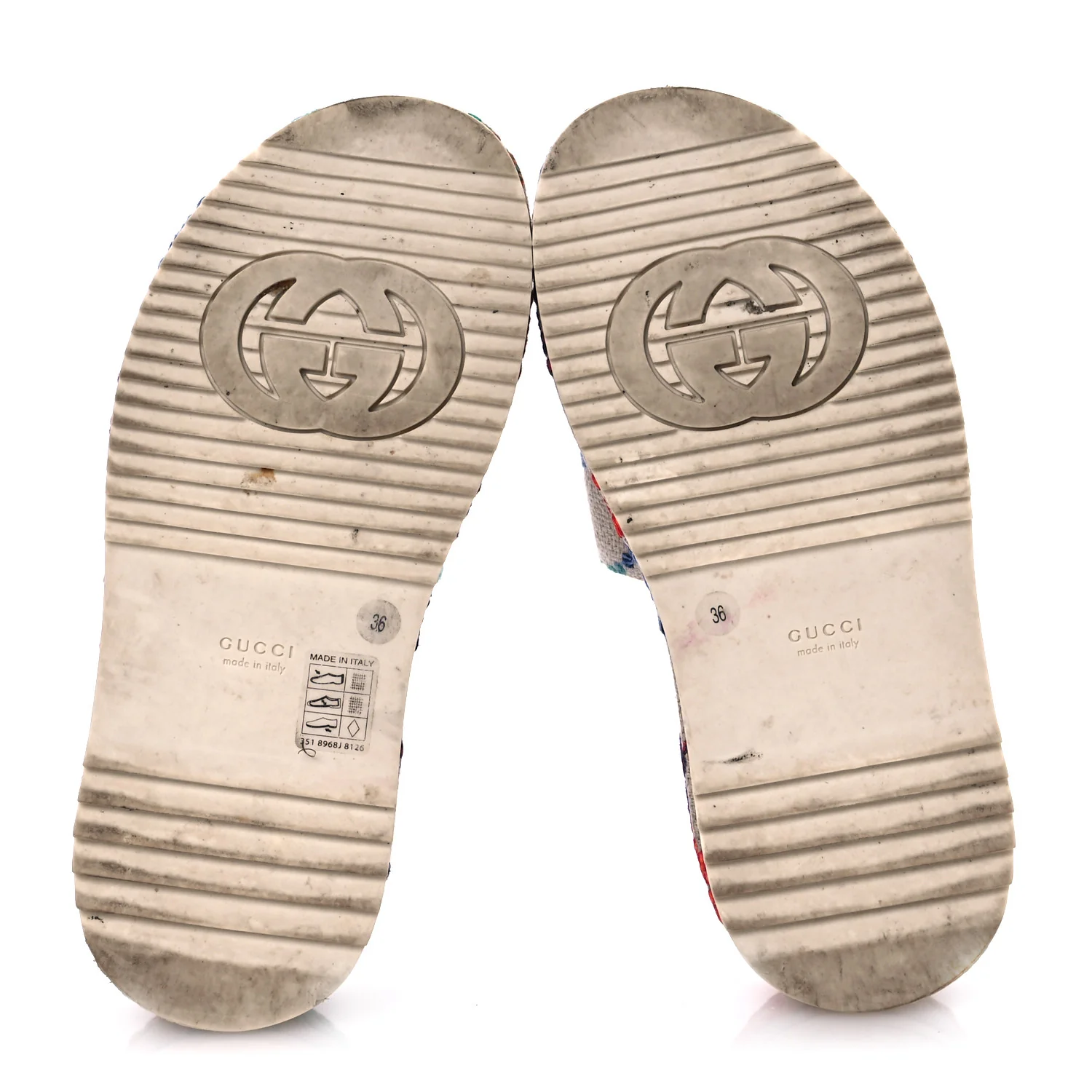 Linen Psychedelic Mini GG Monogram Angelina Platform 55mm Slide Sandals 36 Multicolor