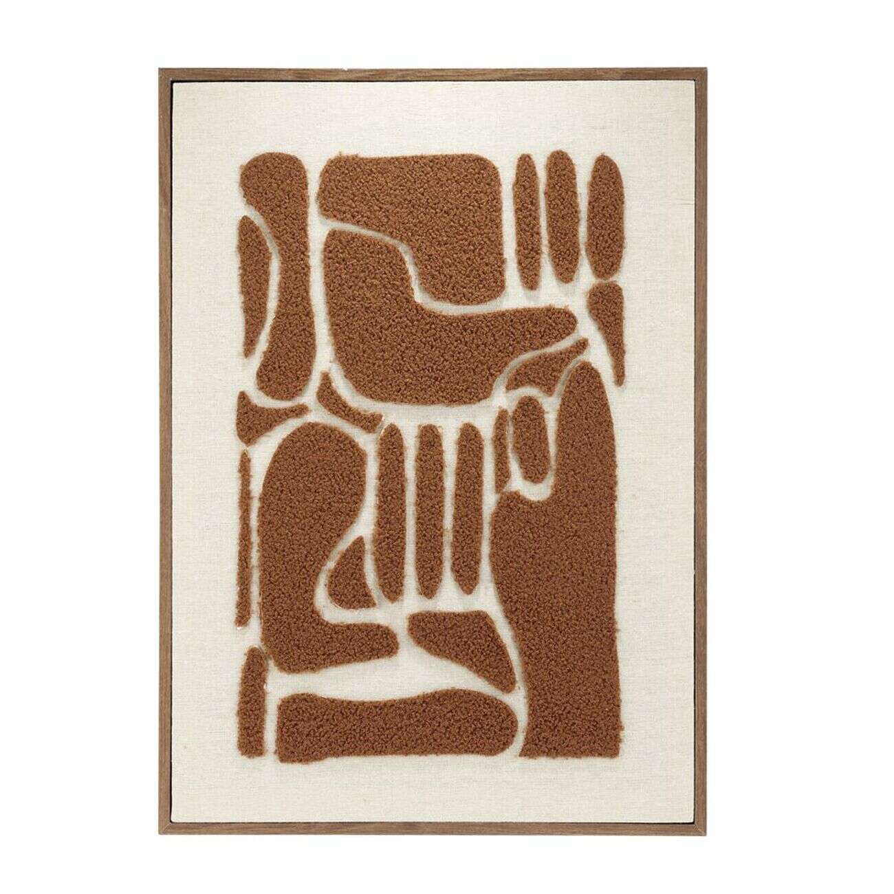 Tableau décoratif motif laine bouclée beige et marron bords bois 50x70cm (3 modèles)