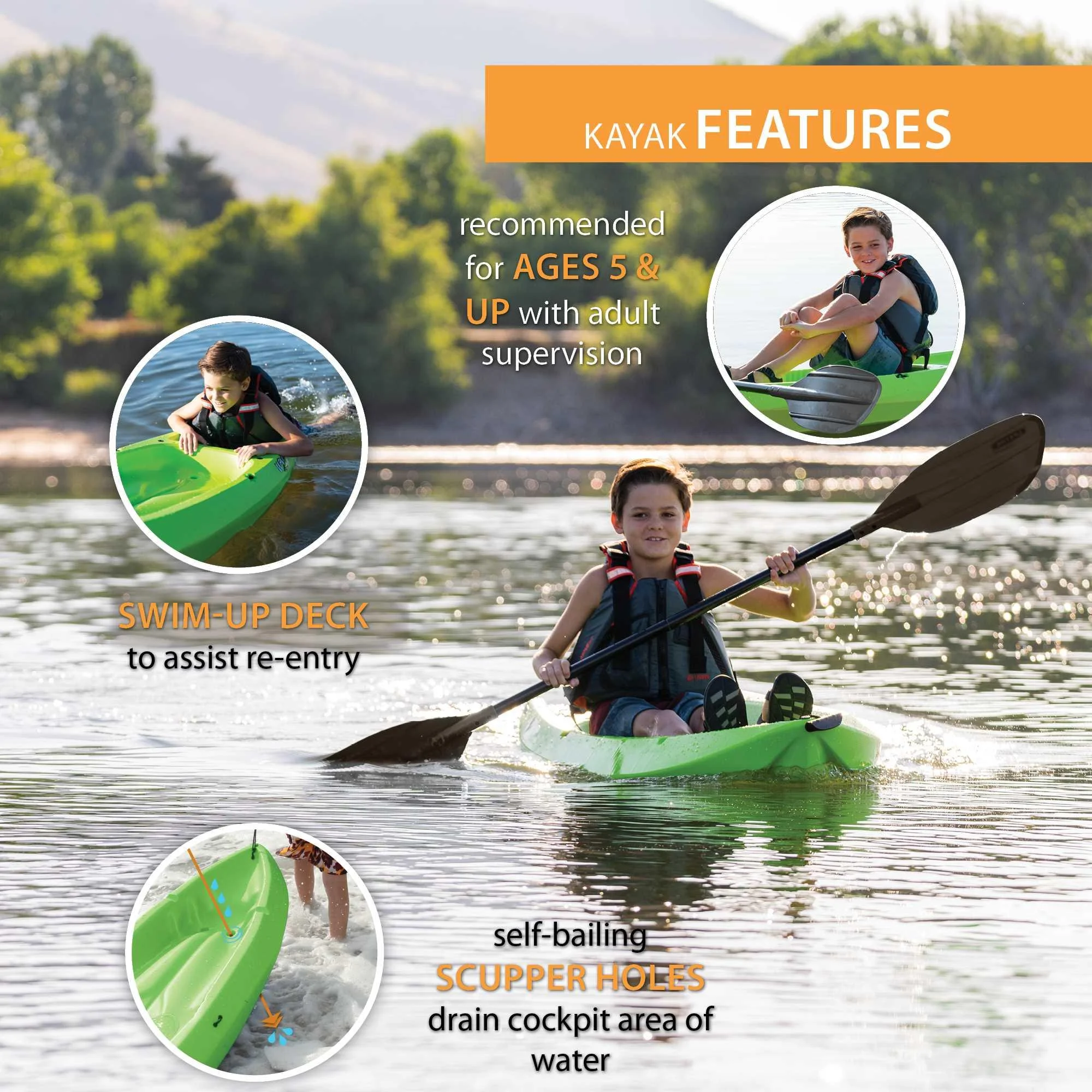 Lifetime Wave 6 Ft Youth Kayak, Fire Red (91401)