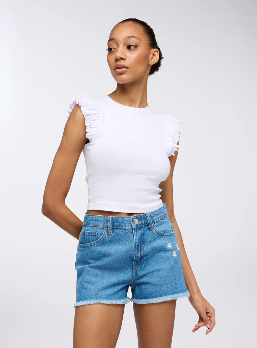 Terranova Shorts di jeans mom con ricami