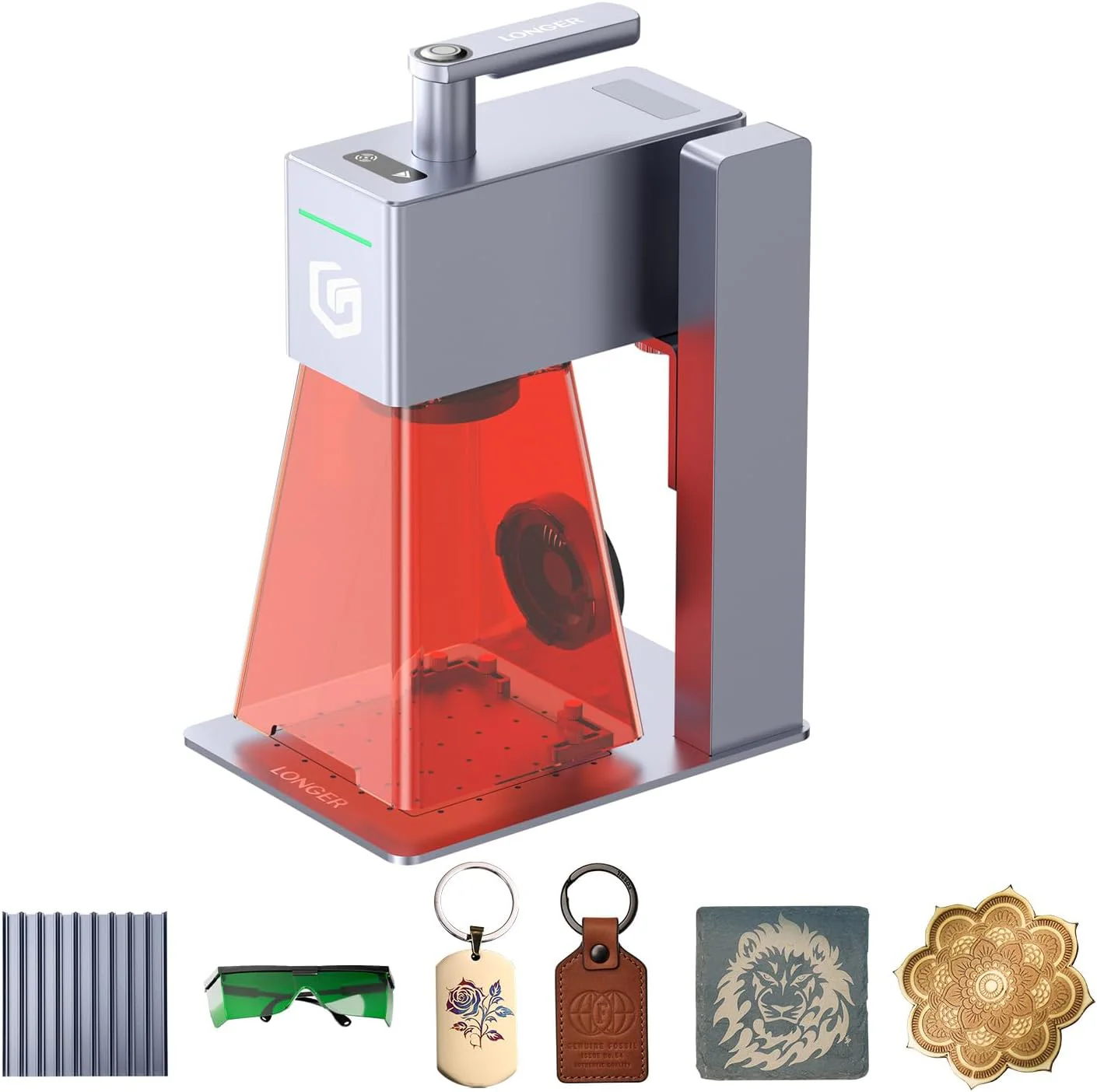 Longer Nano Pro Tragbarer Lasergravierer, 5000 mm/s Hochgeschwindigkeits Lasergravierer und -schneider, Gravurpräzision 0,01 x 0,01 mm, DIY-Gravierwerkzeug für Holz, Acryl, Leder, Stoff, Metall