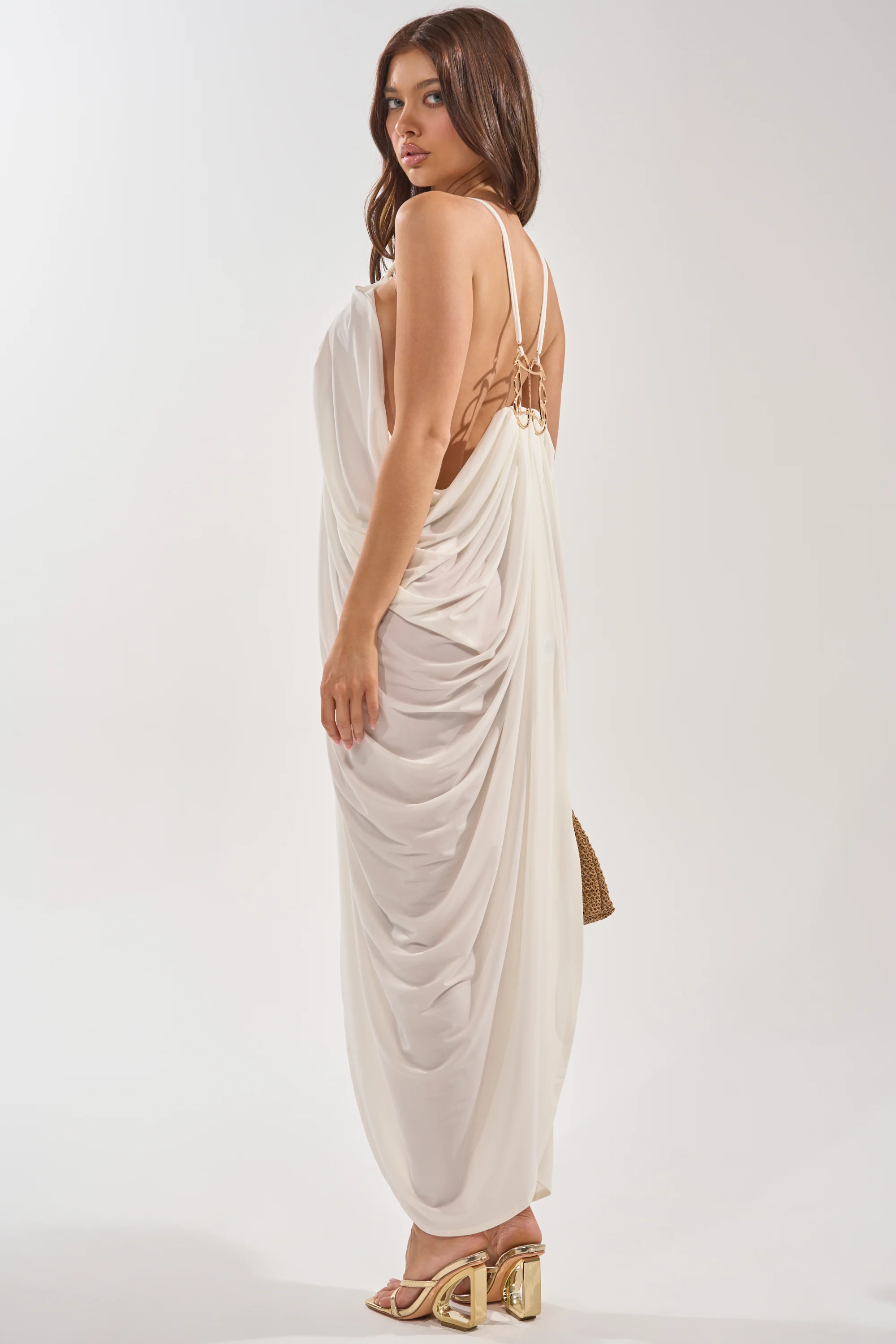 BALI MAMI LOW BACK MAXI DRESS IN WHITE - Akira Store