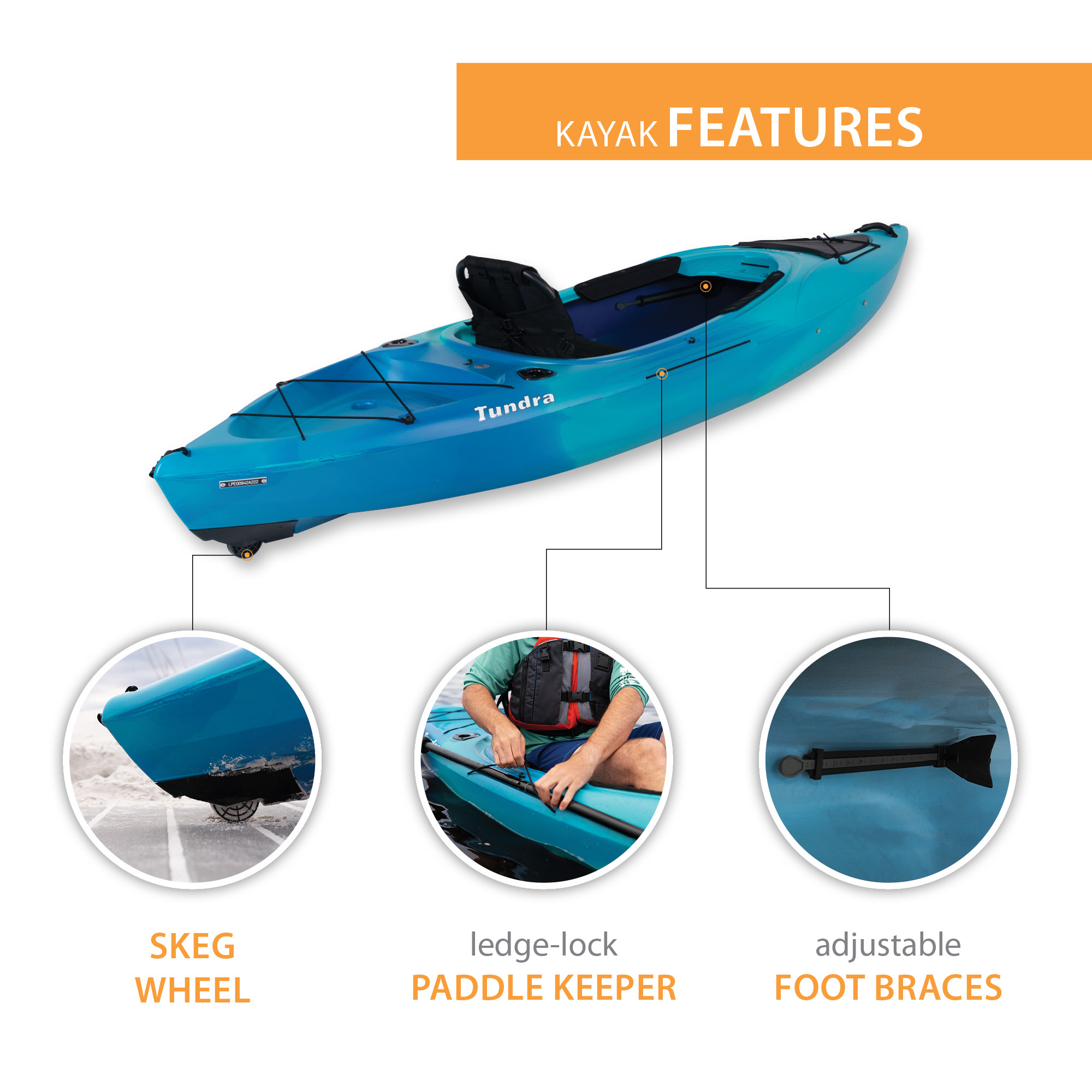 Tundra 10 ft Sit-Inside Kayak, Bahama Fusion (91193) - Image 4