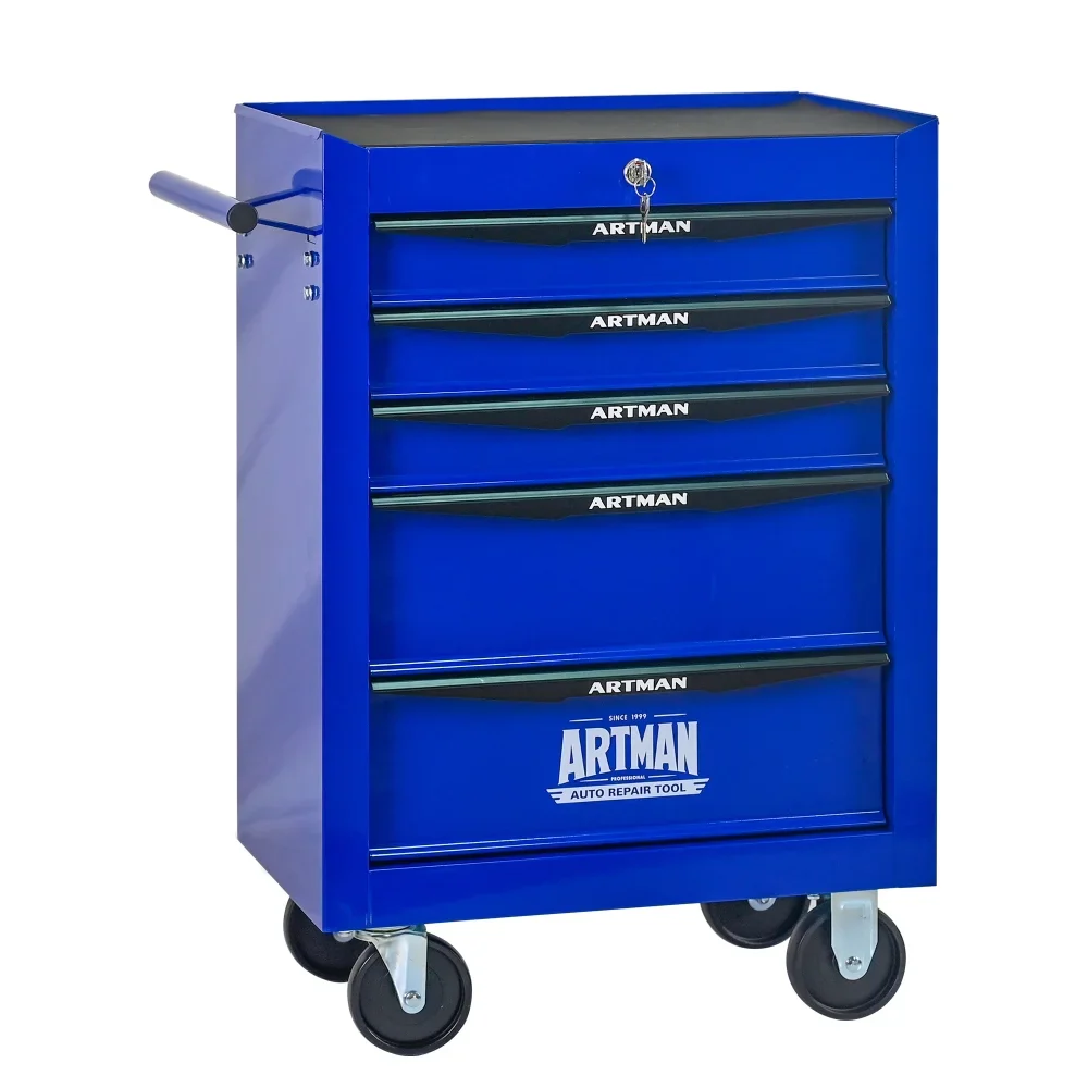 Rolling Metal Tool Chest with 5 Drawers, 20 5-Drawer Tool Chest Cabinet with Ball Bearing Drawer Slides, Steel Tool Storage Box Organizer