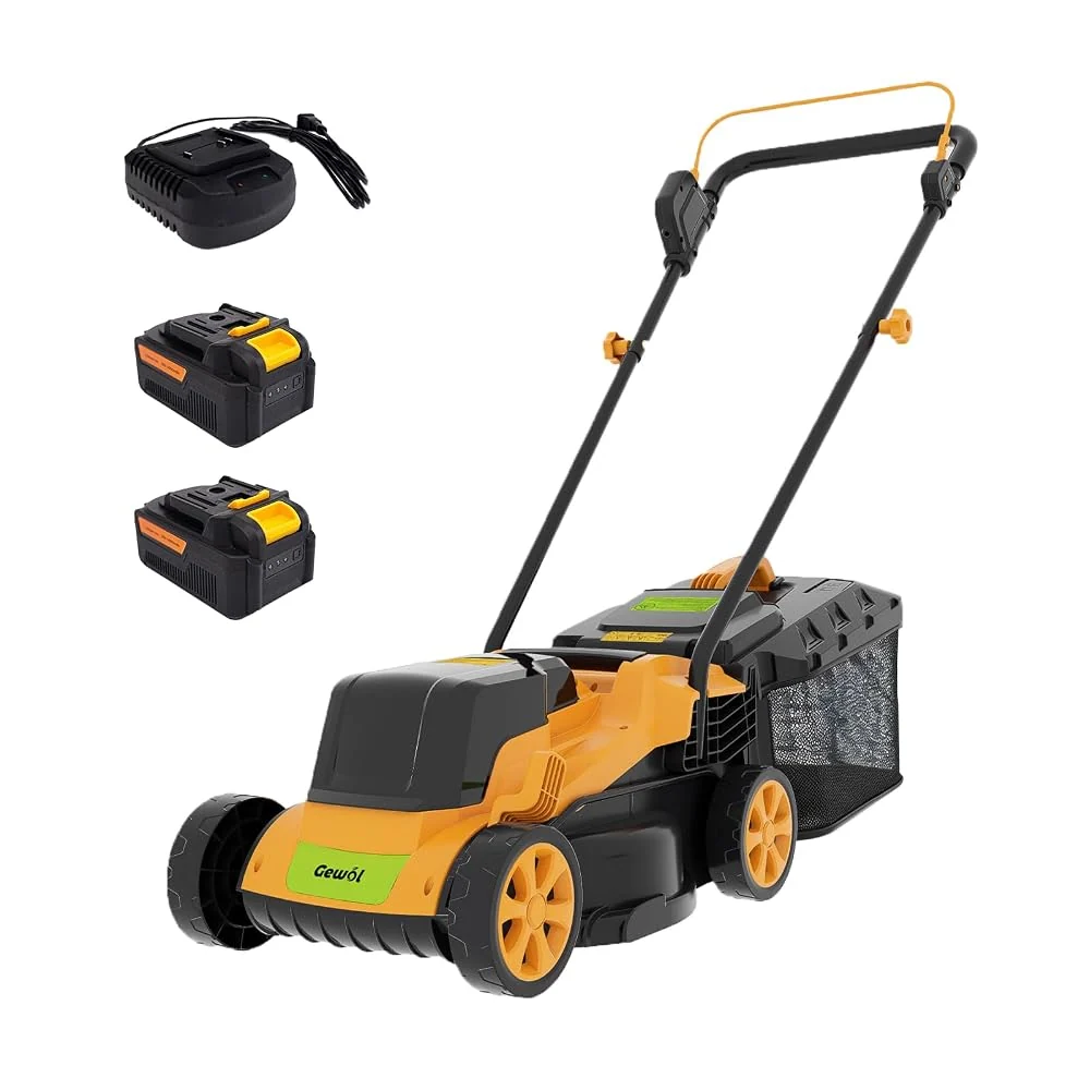 20V Electric Cordless Lawn Mower, 13" Battery Push Mower with 2 x 4.0Ah Batteries & Charger, 5-Position Height Adjustment, 8-Gallon Grass Collection Bag for Small Yards