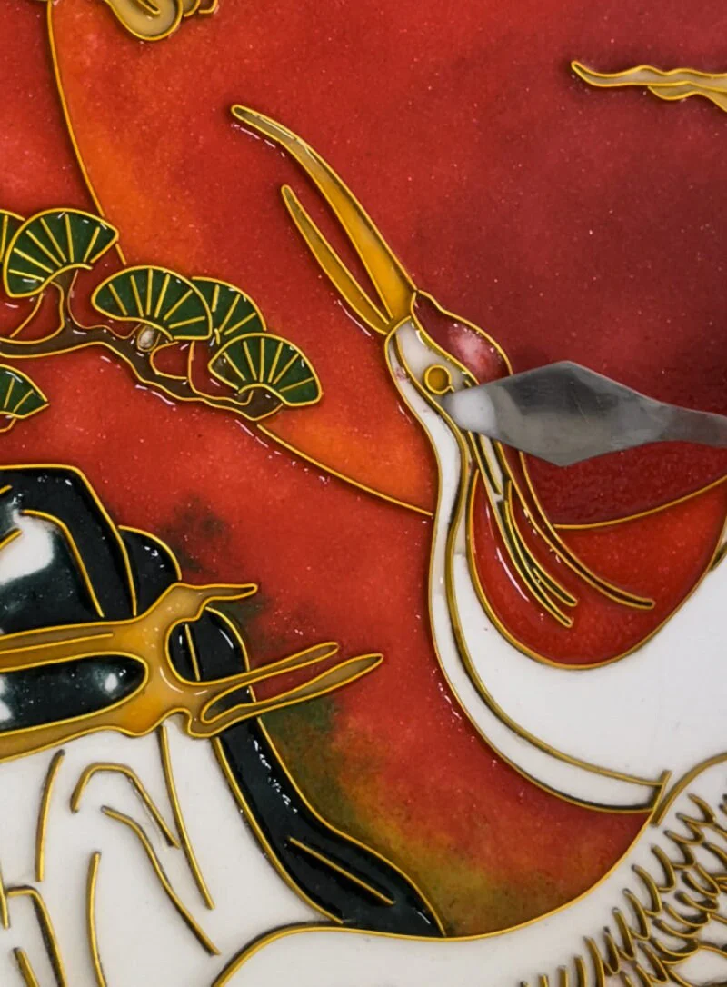 Crowned Crane and Waves, Beginner Cloisonné Enamel DIY Kit, with Tutorial& All Tools