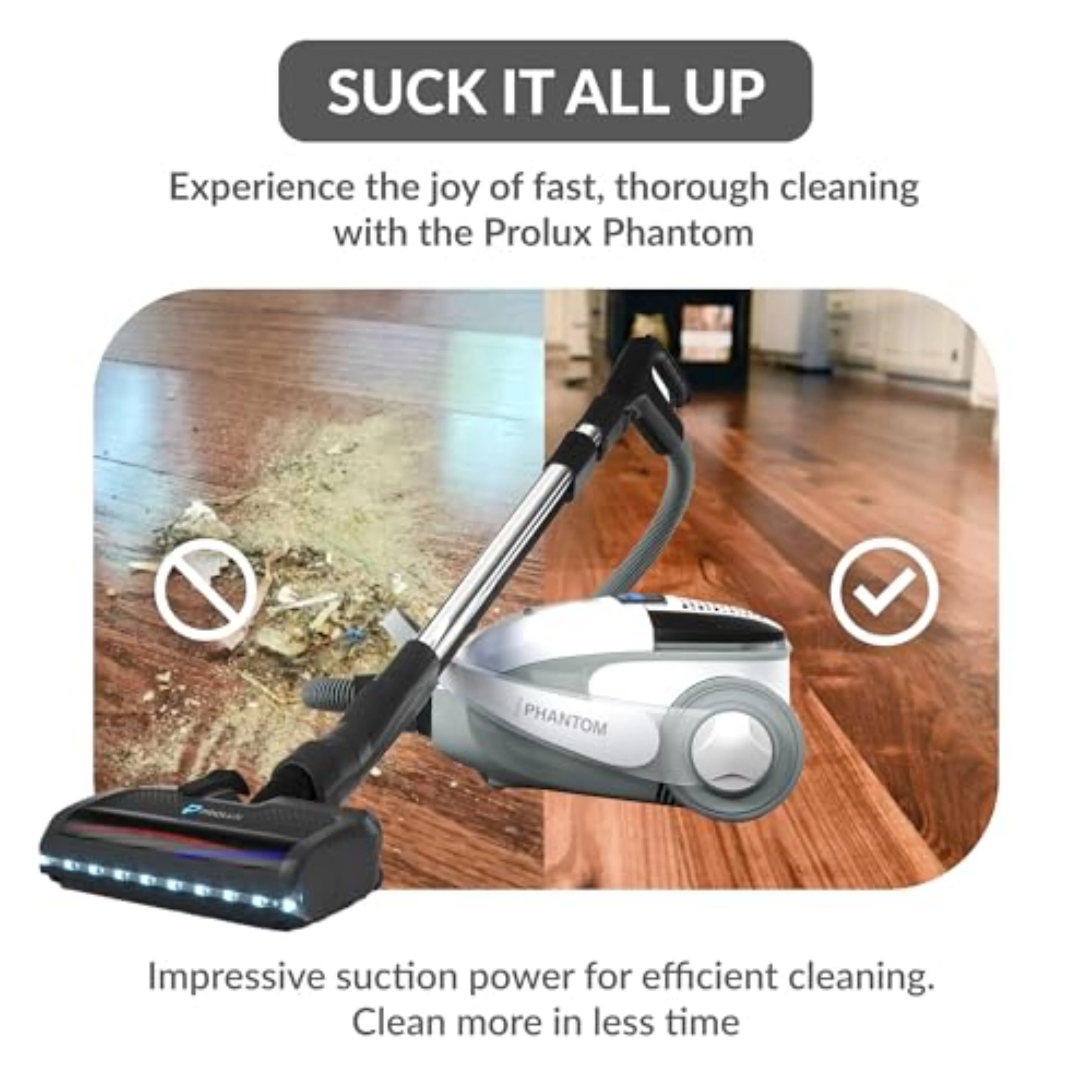 Phantom Bagged Canister Deep Cleaning PET Vacuum with Powerhead for Home - Image 6