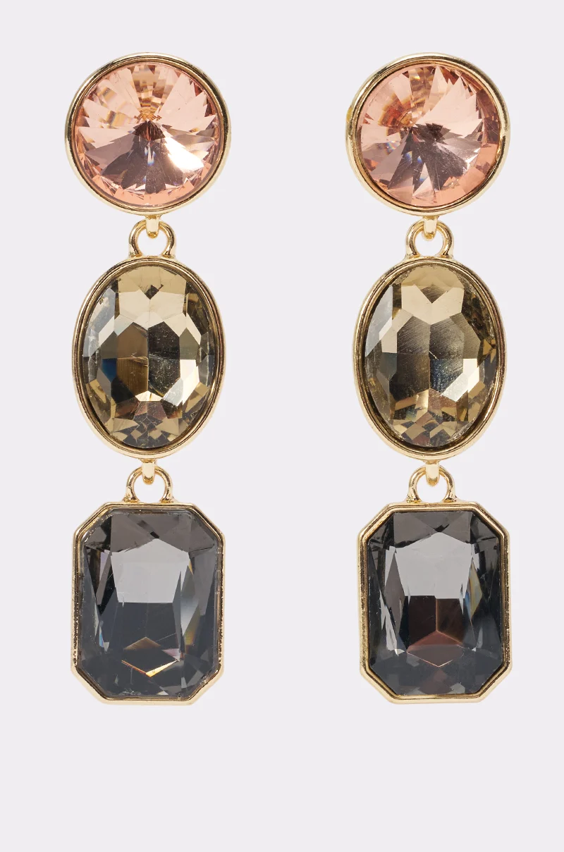 SMOKY CRYSTAL DROP EARRINGS - Akira Store