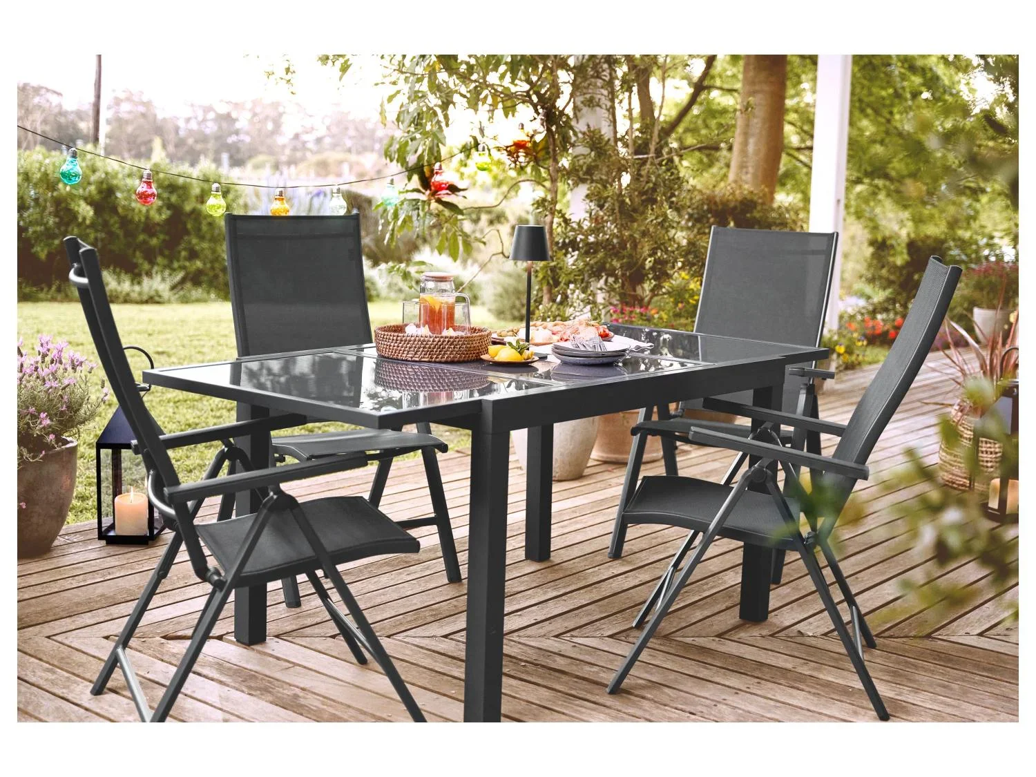 LIVARNO home Table de jardin + Lot de 4 fauteuils Houston