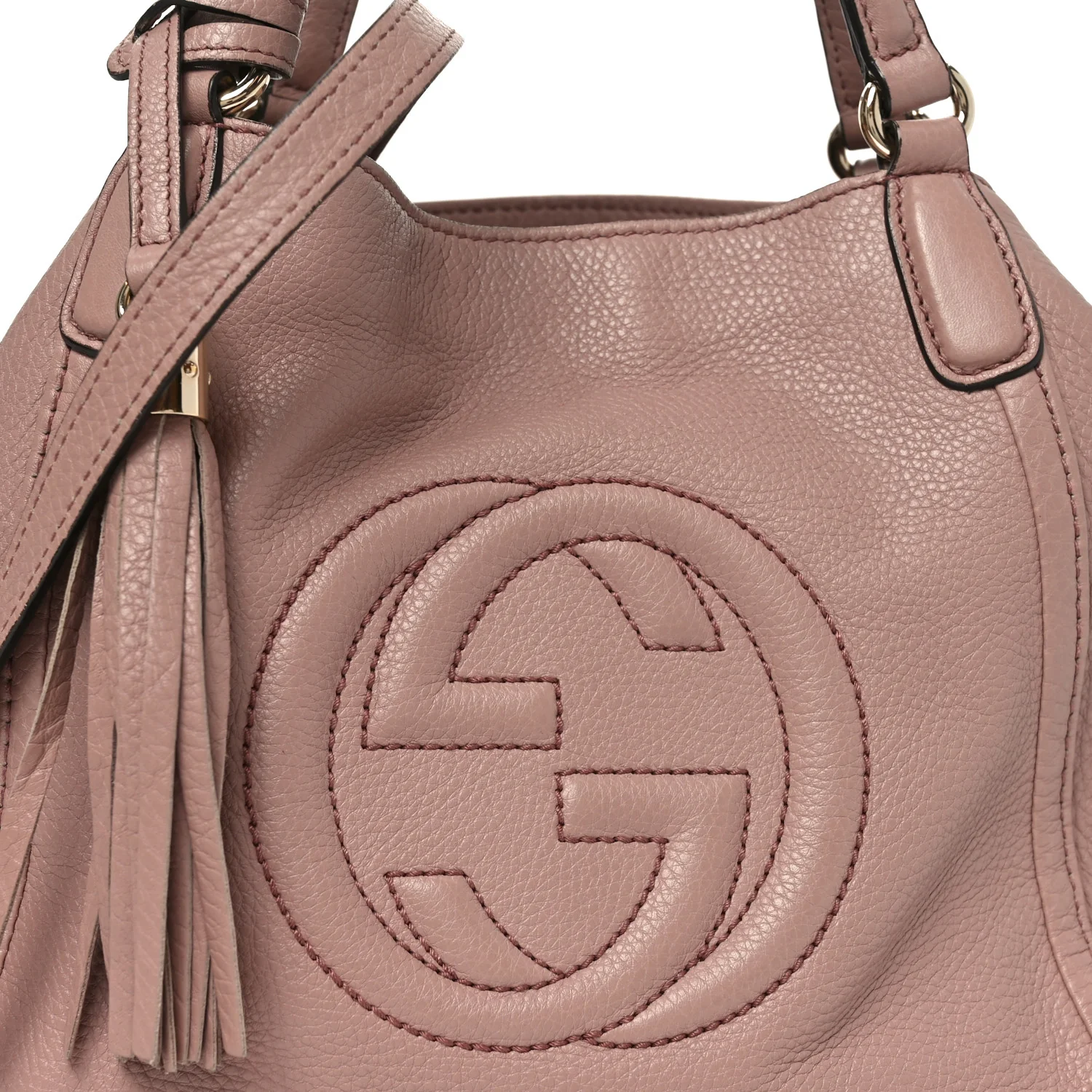 Pebbled Calfskin Small Soho Shoulder Bag Light Pink