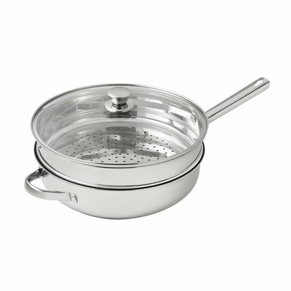 Mainstays Stainless Steel Jumbo 5-Quart Cooker with Steamer & Glass Lid, Size: 12.1 inchLarge x 22.2 inchw x 7.5 inchh