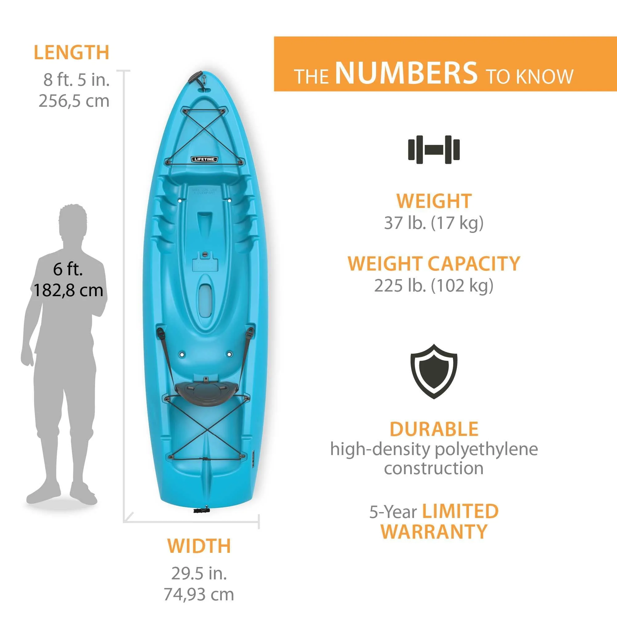 Hydros 101 inch Sit-on-Top Kayak, Glacier Blue (90594) - Image 2