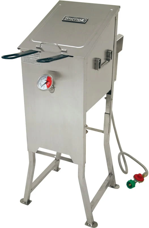 Bayou Classic Freestanding 4 Gallon Stainless Steel Bayou Deep Fryer, Silver