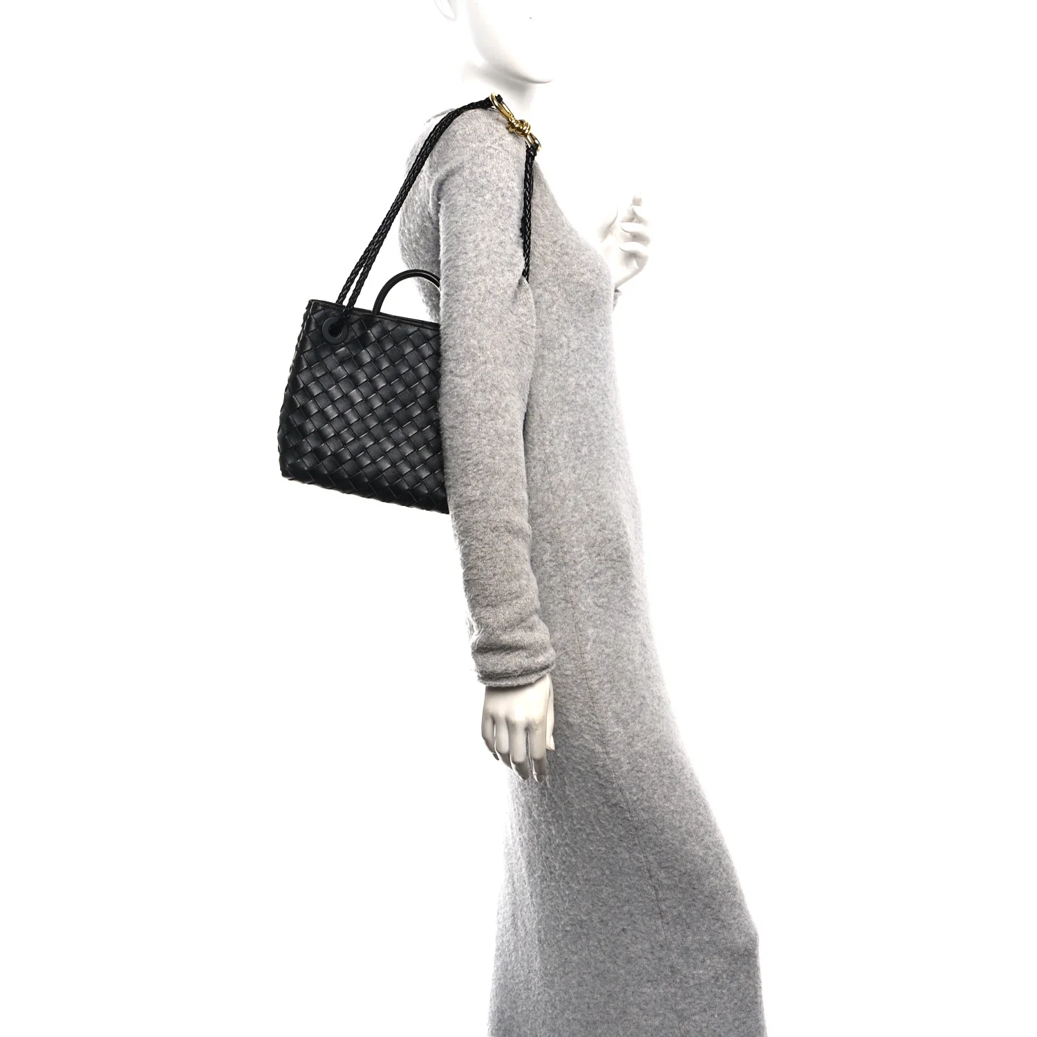 Nappa Intrecciato Small Andiamo Shoulder Bag Black