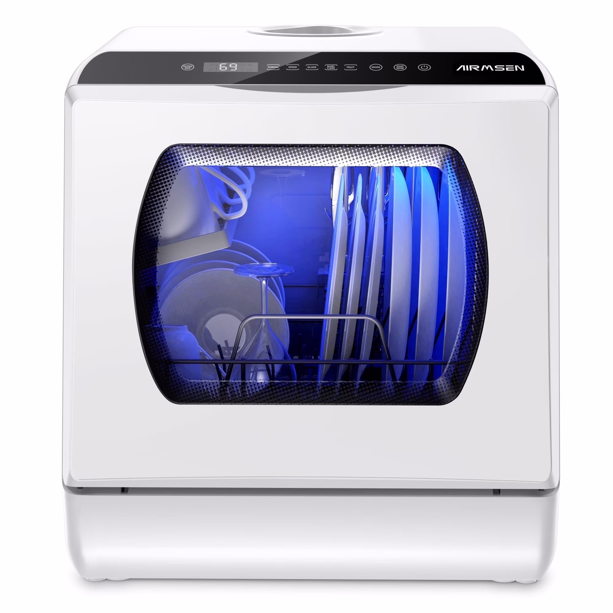 Portable Countertop Dishwasher with 5-Liter Built-in Water Tank and Air-Dry Function, 5 Washing Programs Mini Dishwasher, AE-TDQR03(White;Black) - Image 5