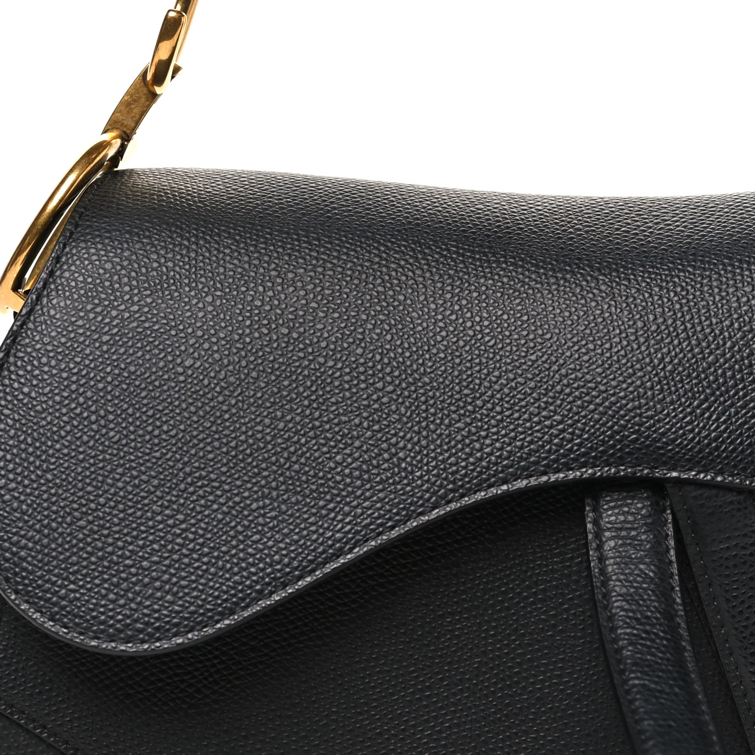 Grained Calfskin Saddle Bag Black