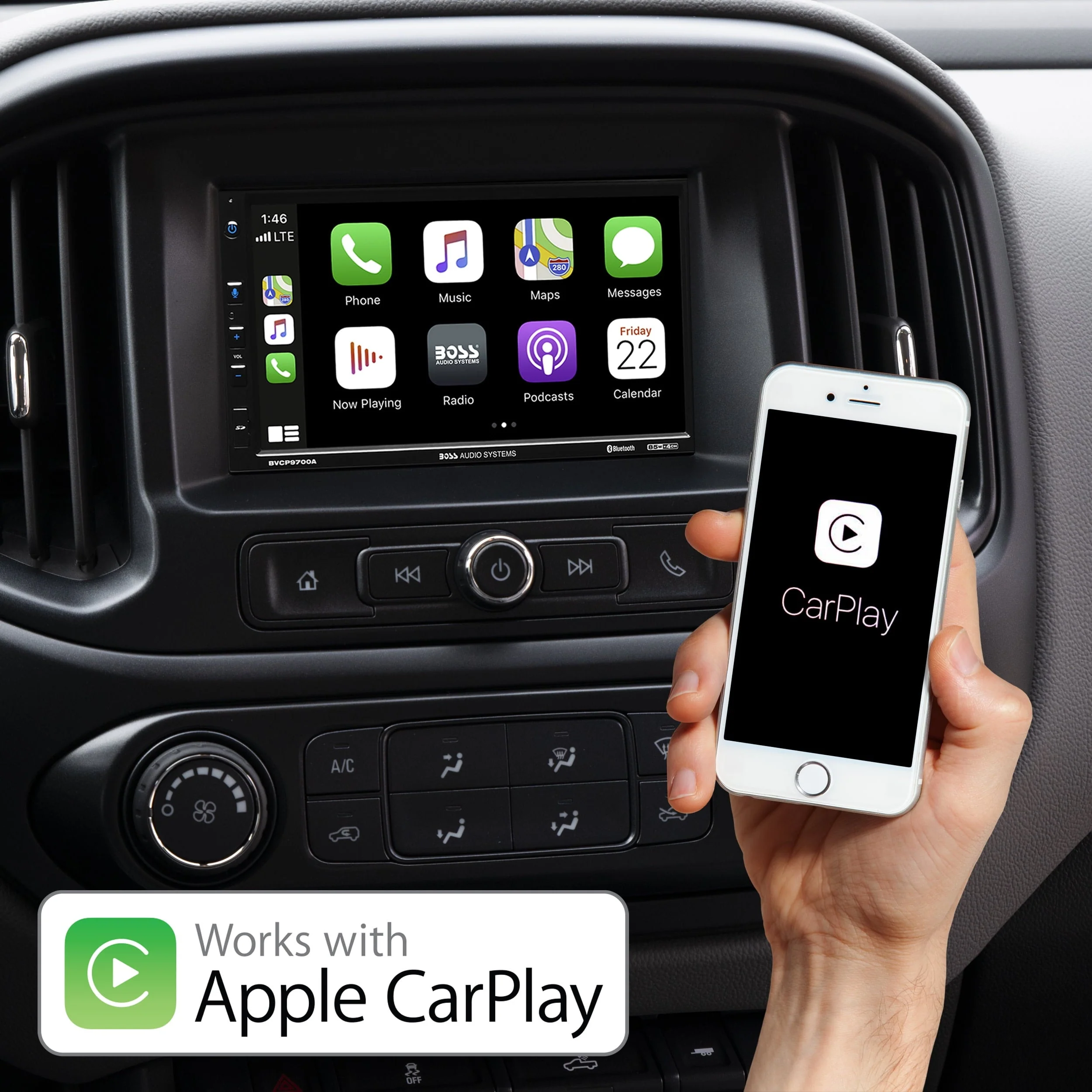 BOSS Audio Systems BVCP9700A 2 Din Apple CarPlay Android Auto Car Stereo System Image 4