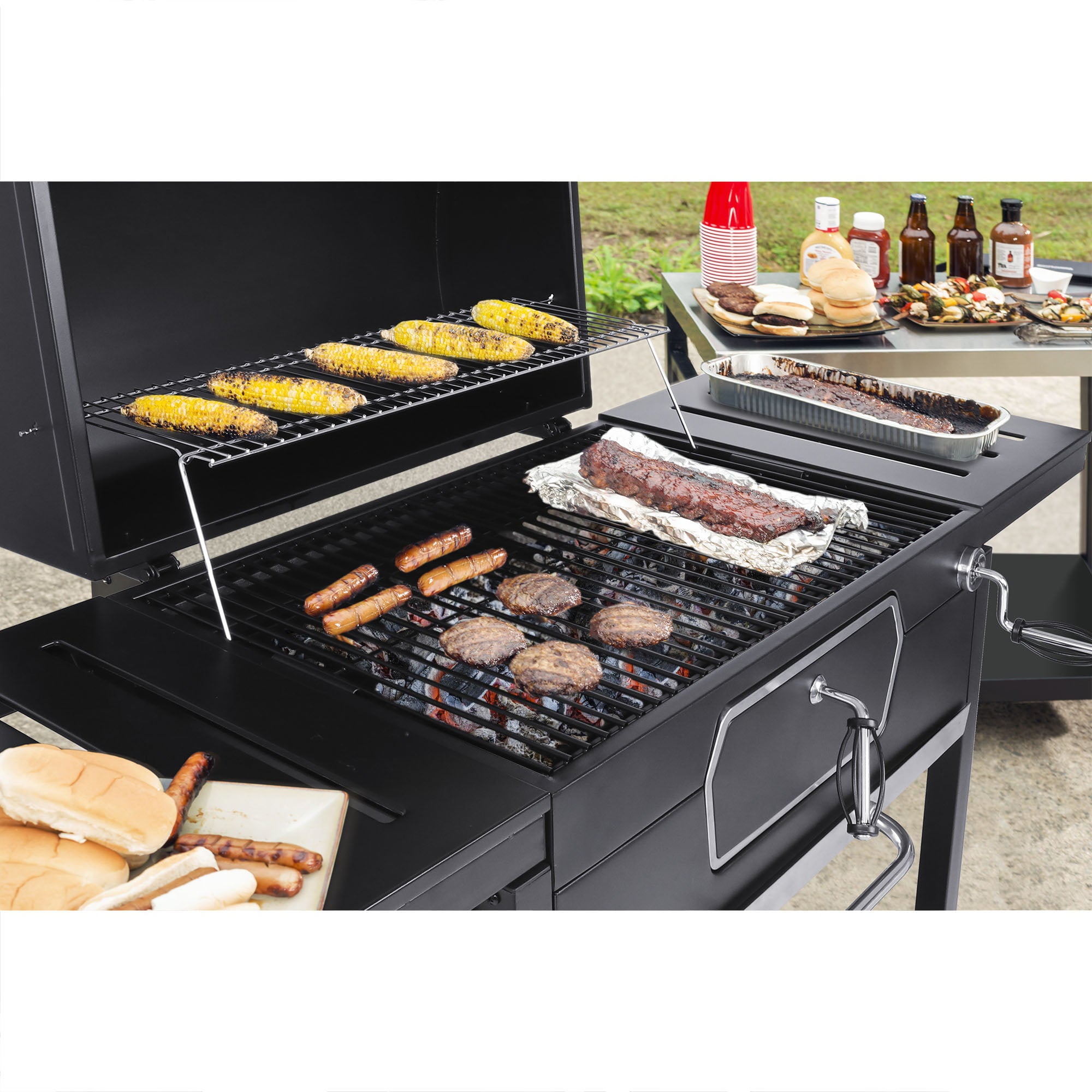Gourmet 30 CD2030AN Deluxe Charcoal Grill. BBQ Smoker Picnic Camping Patio Backyard Cooking. Black