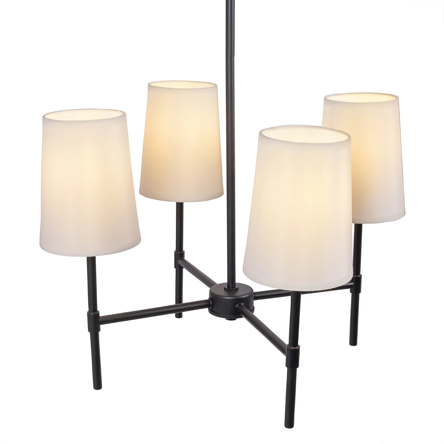 Better Homes & Gardens Meadowood 4-Light Chandelier, Matte Black Finish, White Fabric Shades, LED Bulbs Included