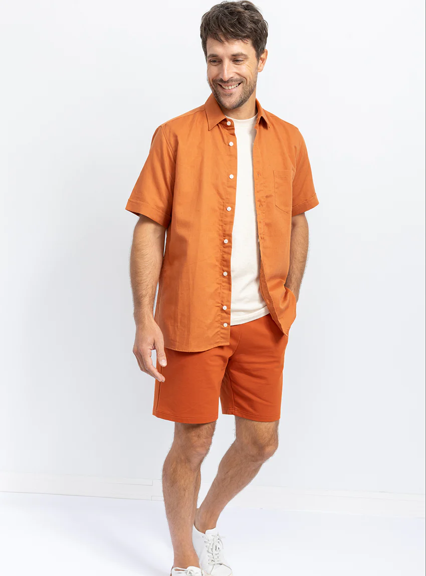 Bermuda homme coton orange terracotta