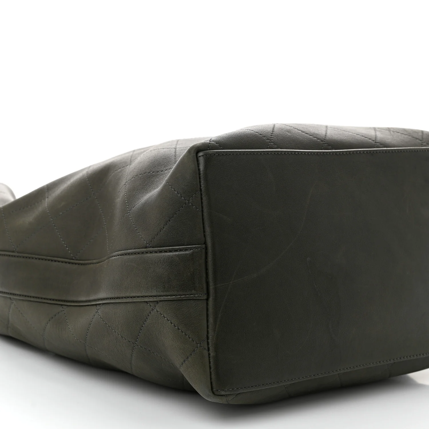 Calfskin Quilted Small On My Shoulder Drawstring Bag Dark Green