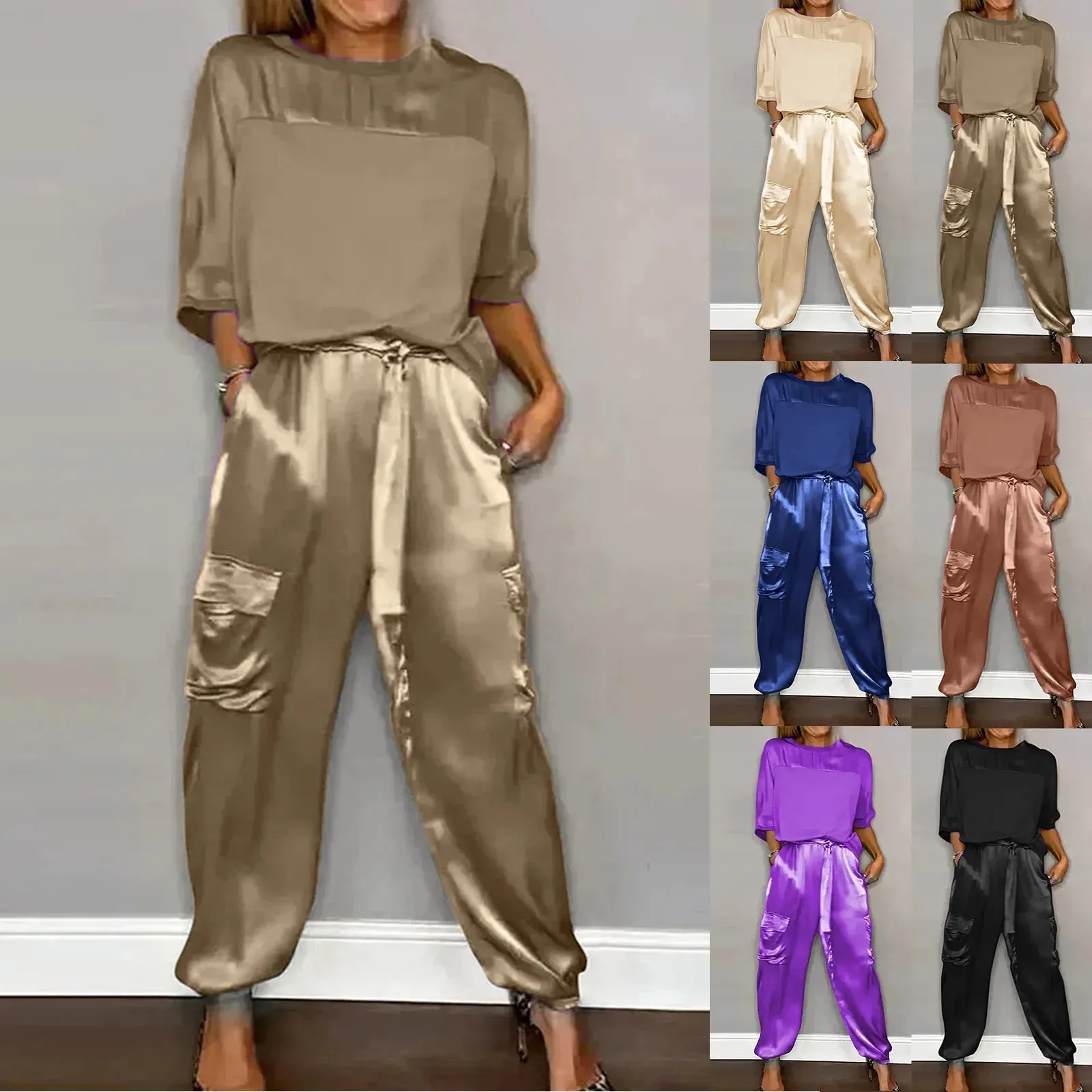 Sophie Paris I Satin Ensemble lounge deux pièces