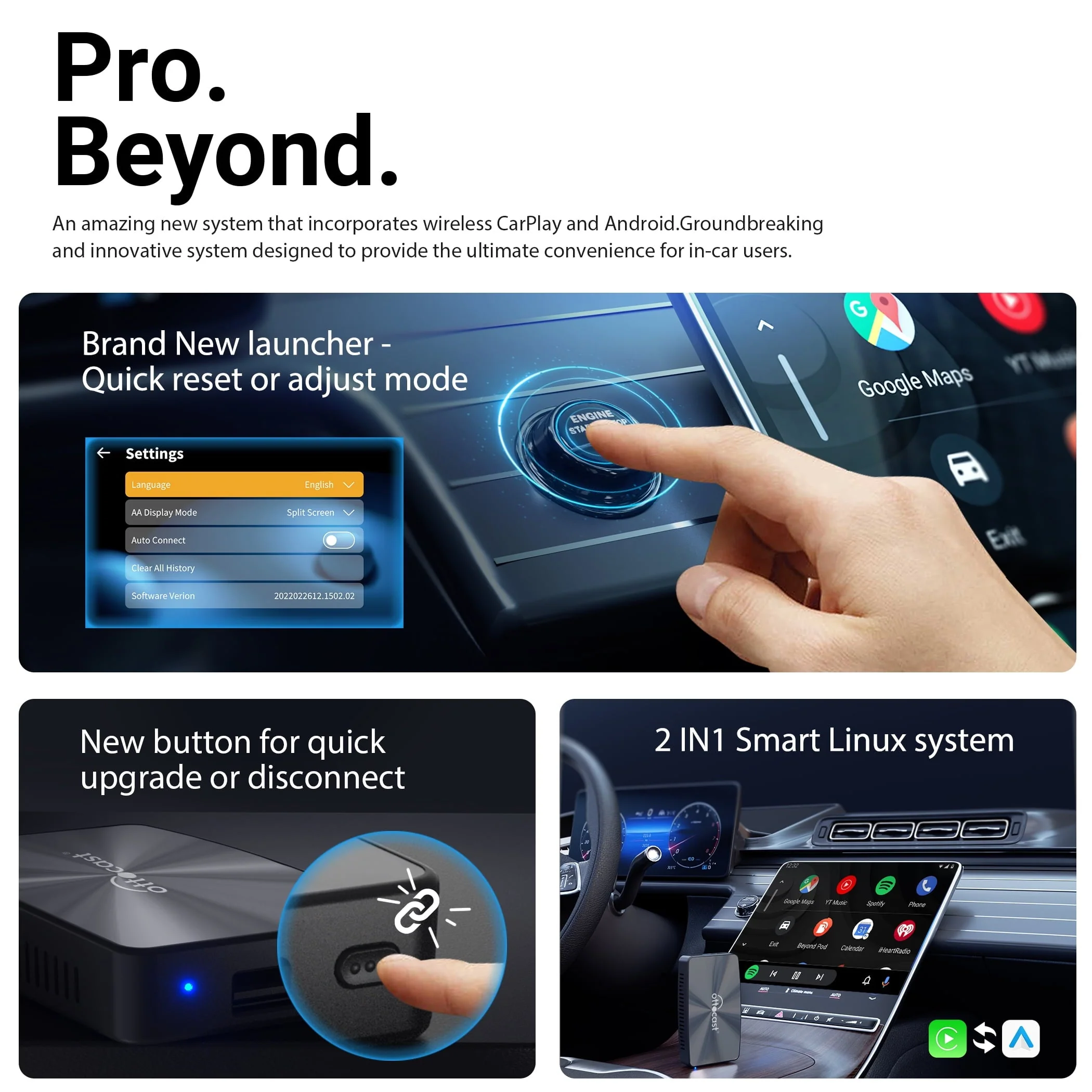 U2 X Pro Wireless CarPlay Android Auto Car Adapter 2 in 1 for Wired CarPlay Cars Smart Button Faster Connection OTA Update Image 4