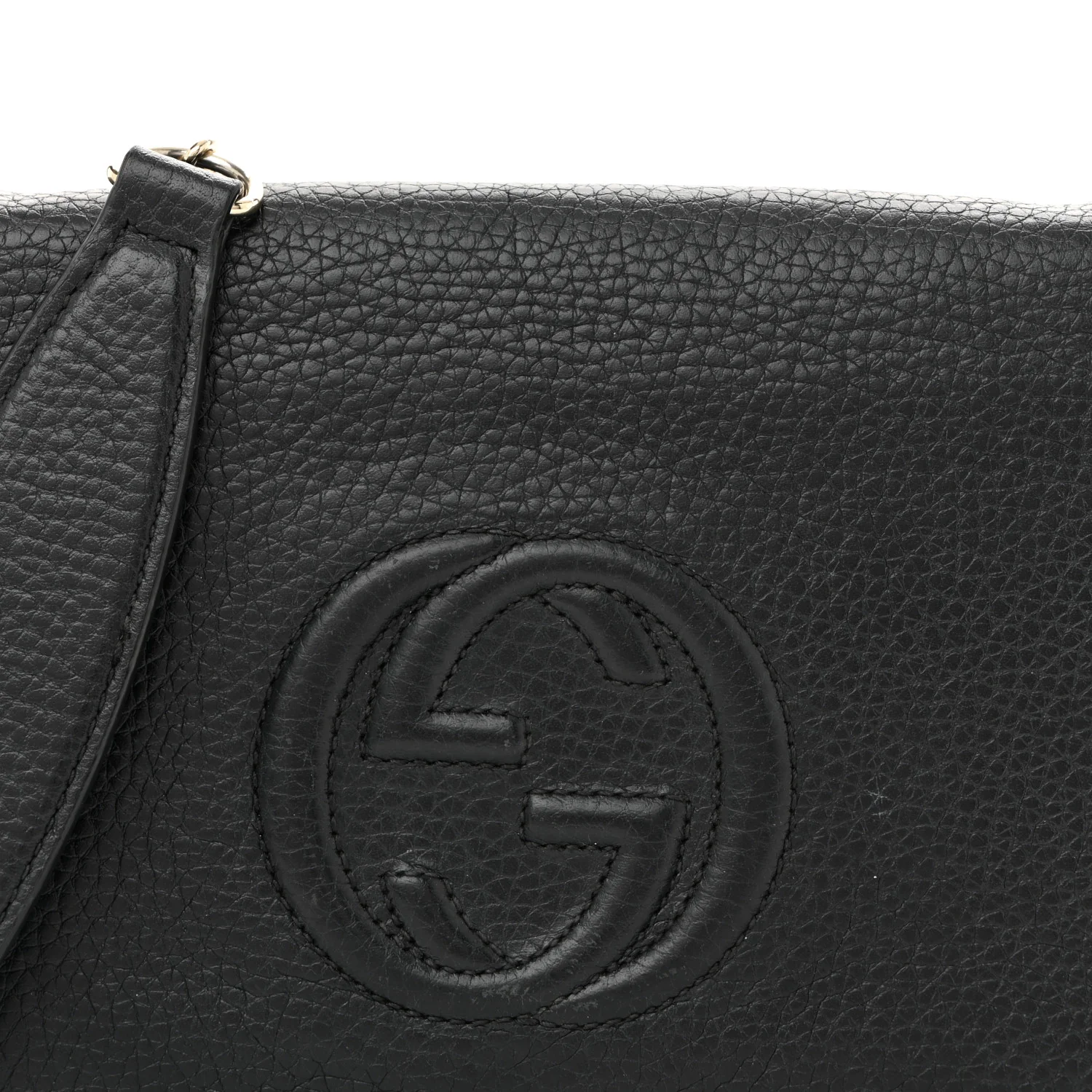 Pebbled Calfskin Soho Wallet On Chain Black