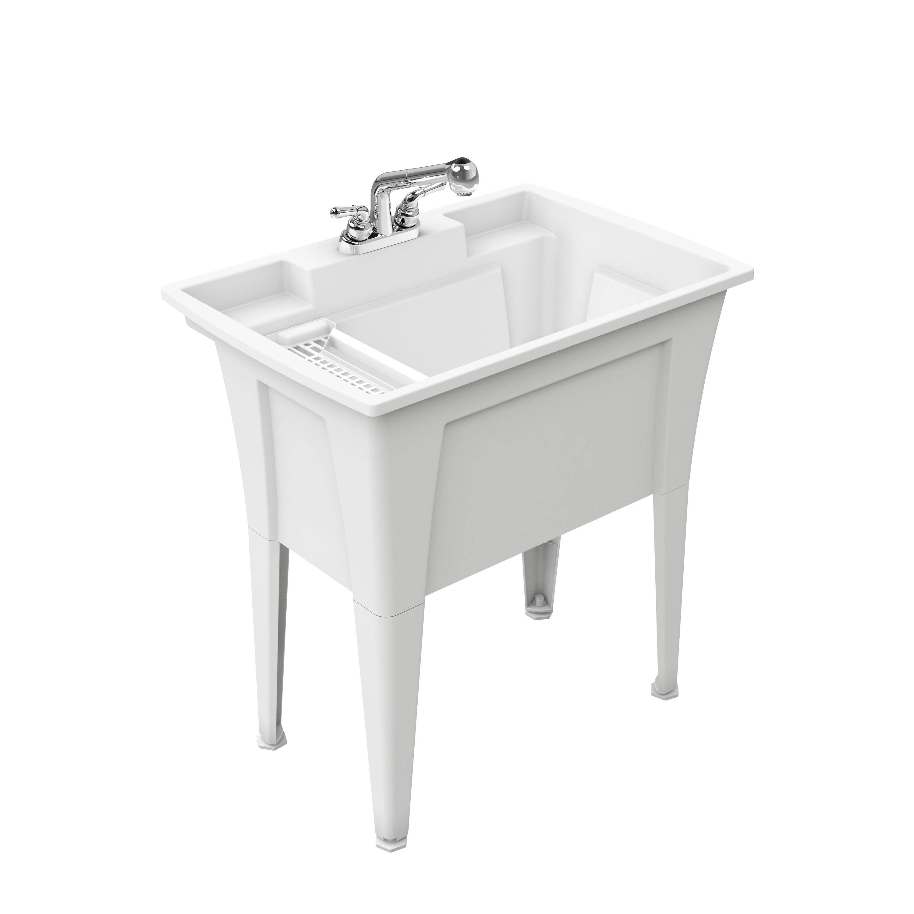 RuggedTub 32.25-in x 22-in 1-Basin White Freestanding Utility Tub with Drain G32WK1