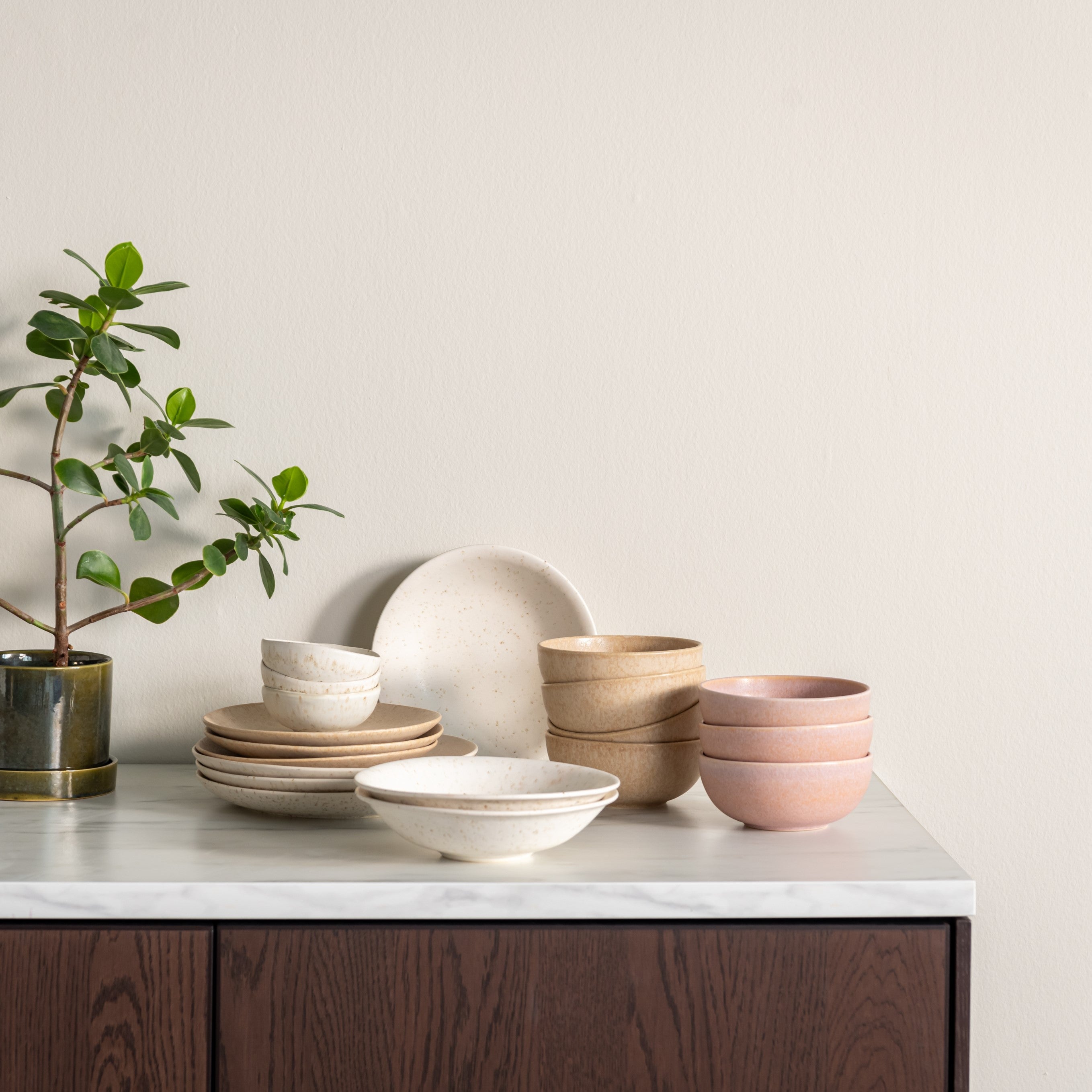 by fonQ Mixed Ceramics Ontbijtborden 4st. - Ø 22 cm - Zand