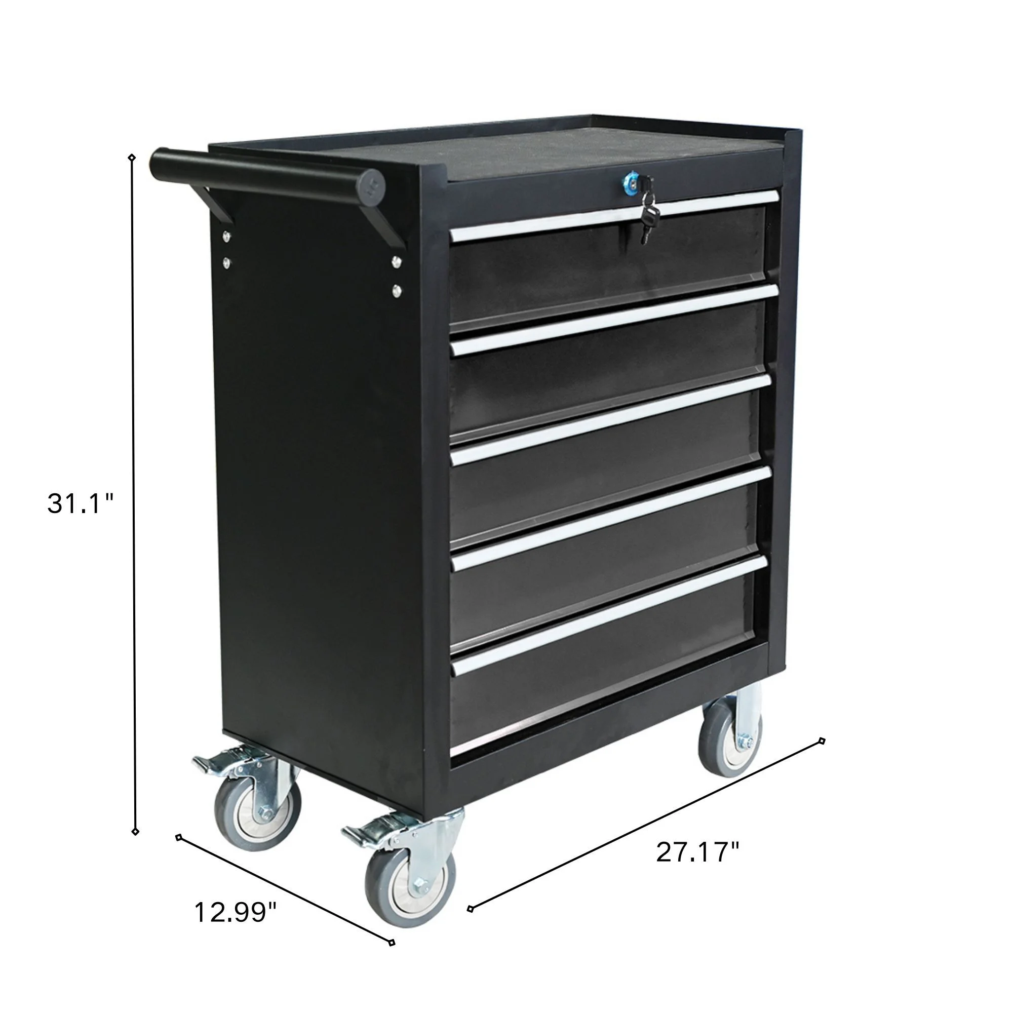 5-Drawer Metal Rolling Tool Cabinet, Storage Toolbox with Brake wheels, Tool Chest with lock, Suitable for Warehouses, Garages, Repair Shops - Image 3