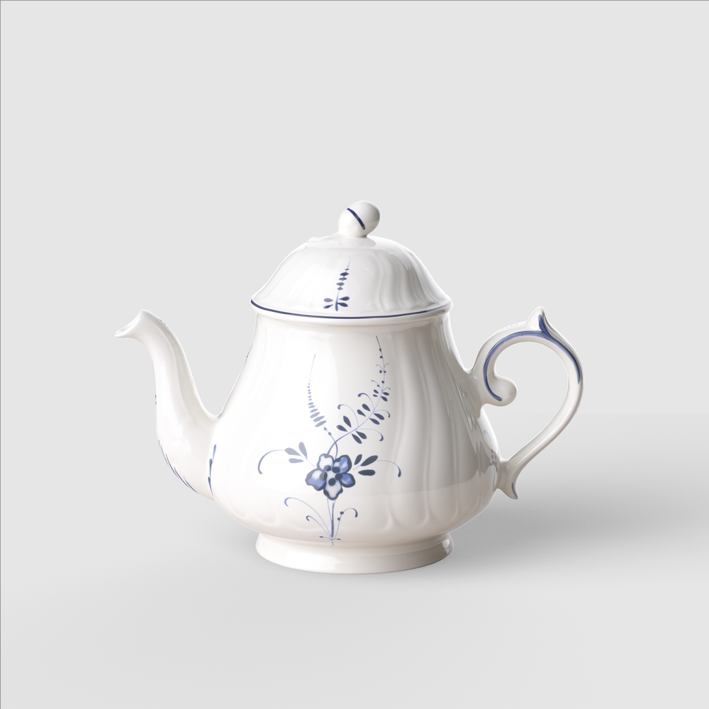 Vieux Luxembourg Teapot - White, 38.3 oz, Premium Porcelain