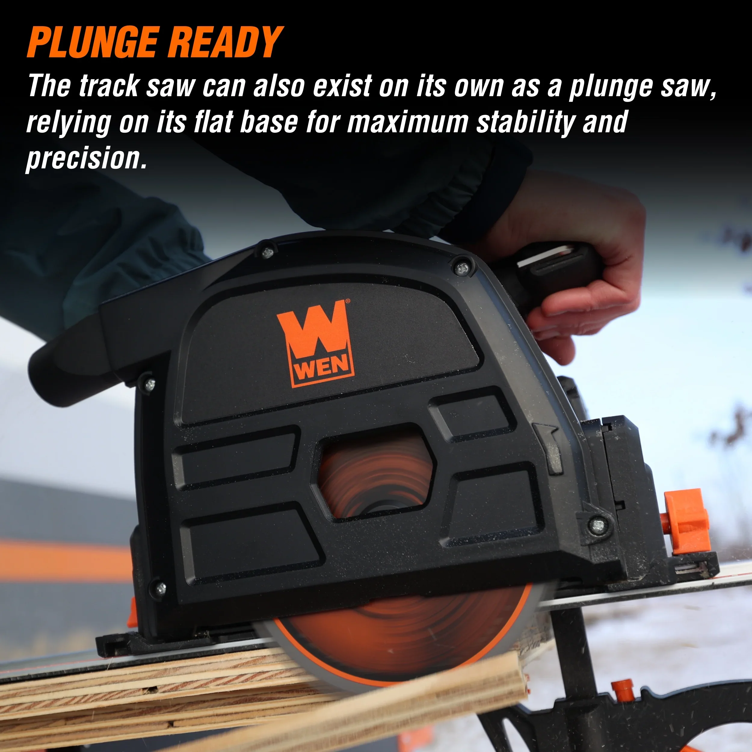 WEN 20V Max 6.5-Inch Cordless Brushless Plunge Cut Variable Speed Track Saw (Tool Only �C Batteries Not Included)