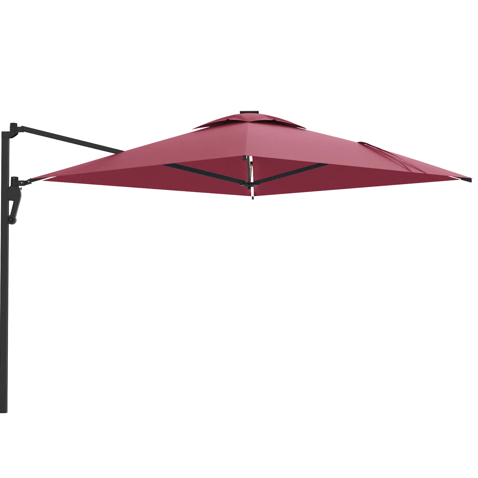 AECOJOY 10FT Large Patio Umbrella with Solar Lights, Rectangle Wall Mounted Outdoor Patio Umbrella, Red